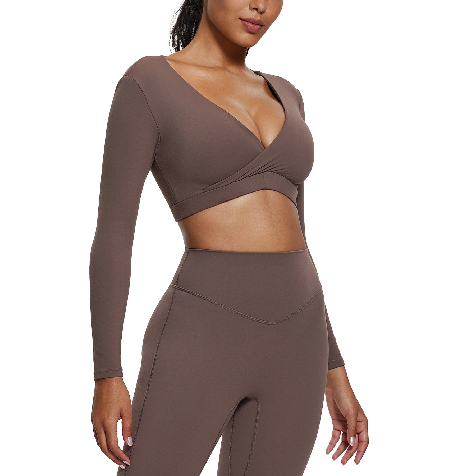 Aoxjox "Leah" Deep-V Long Sleeve Top