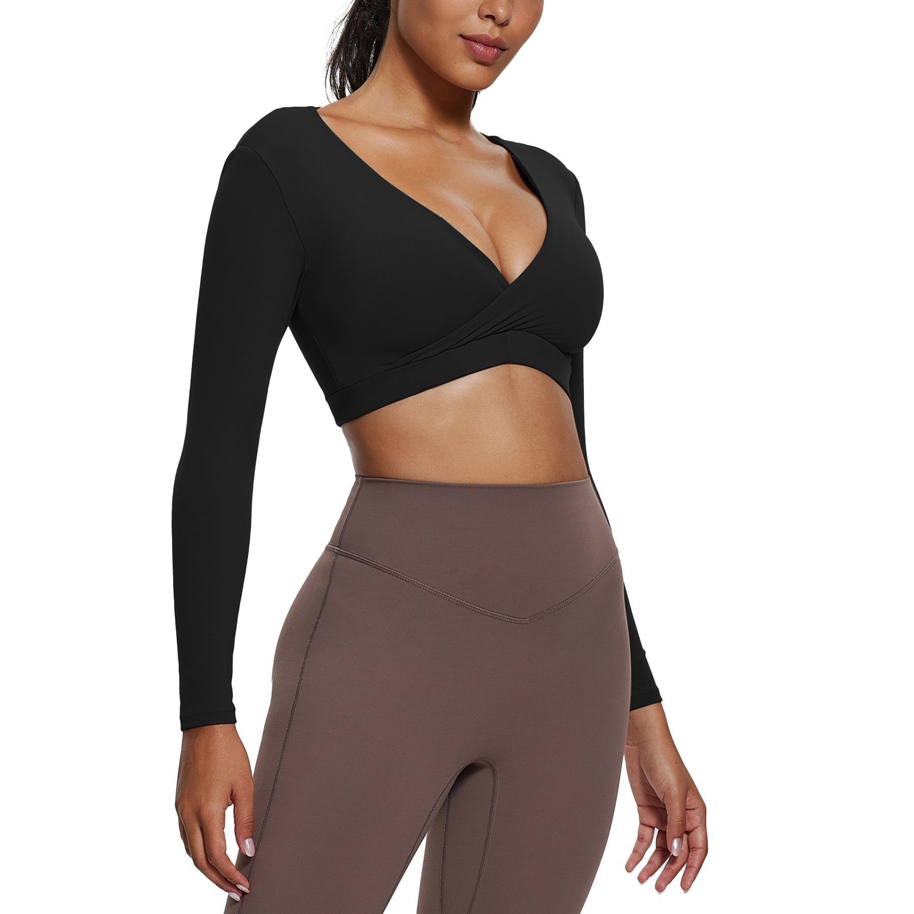 Aoxjox "Leah" Deep-V Long Sleeve Top