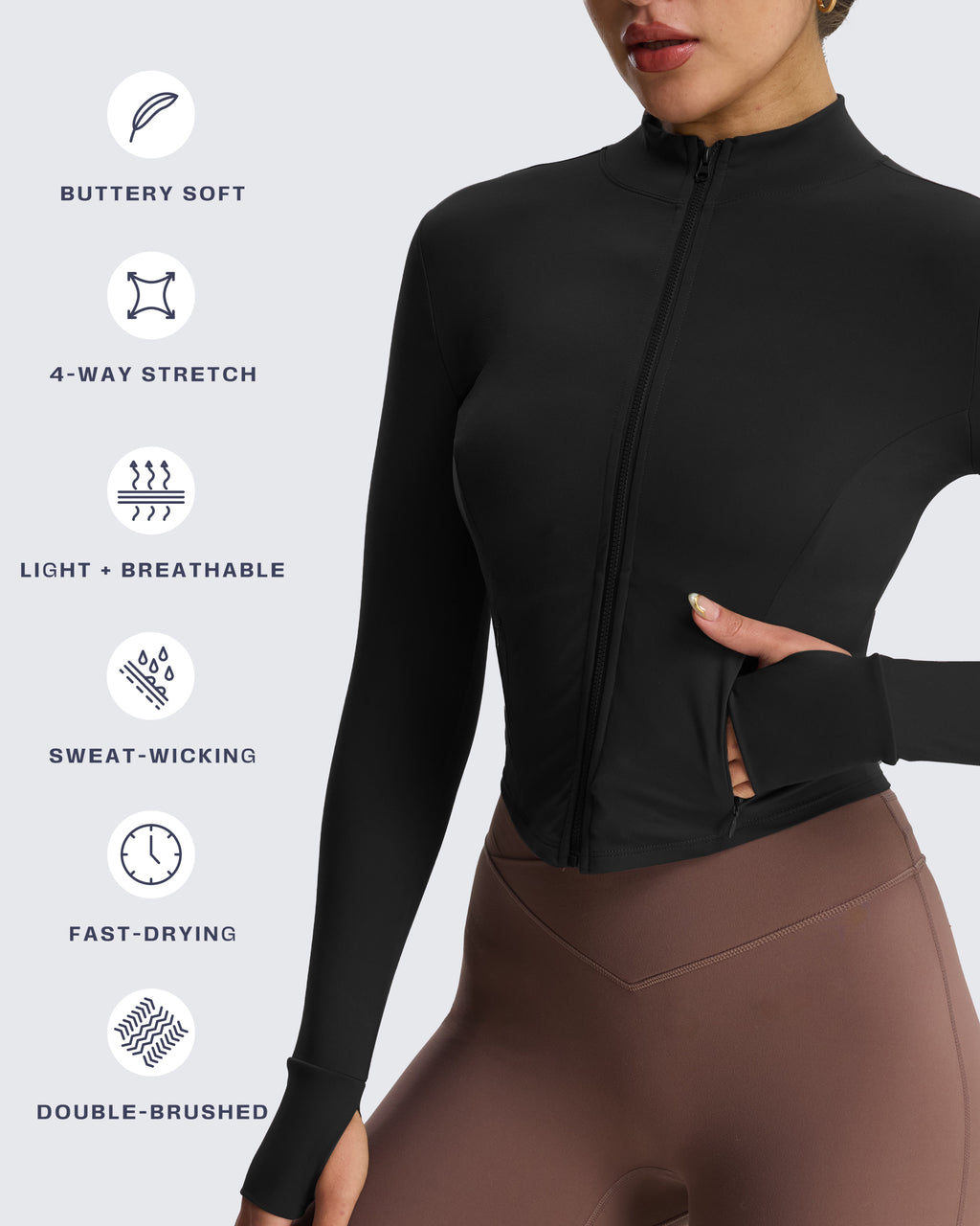 Aoxjox Full Zippered "Geo Zip" Jacket Long Sleeve