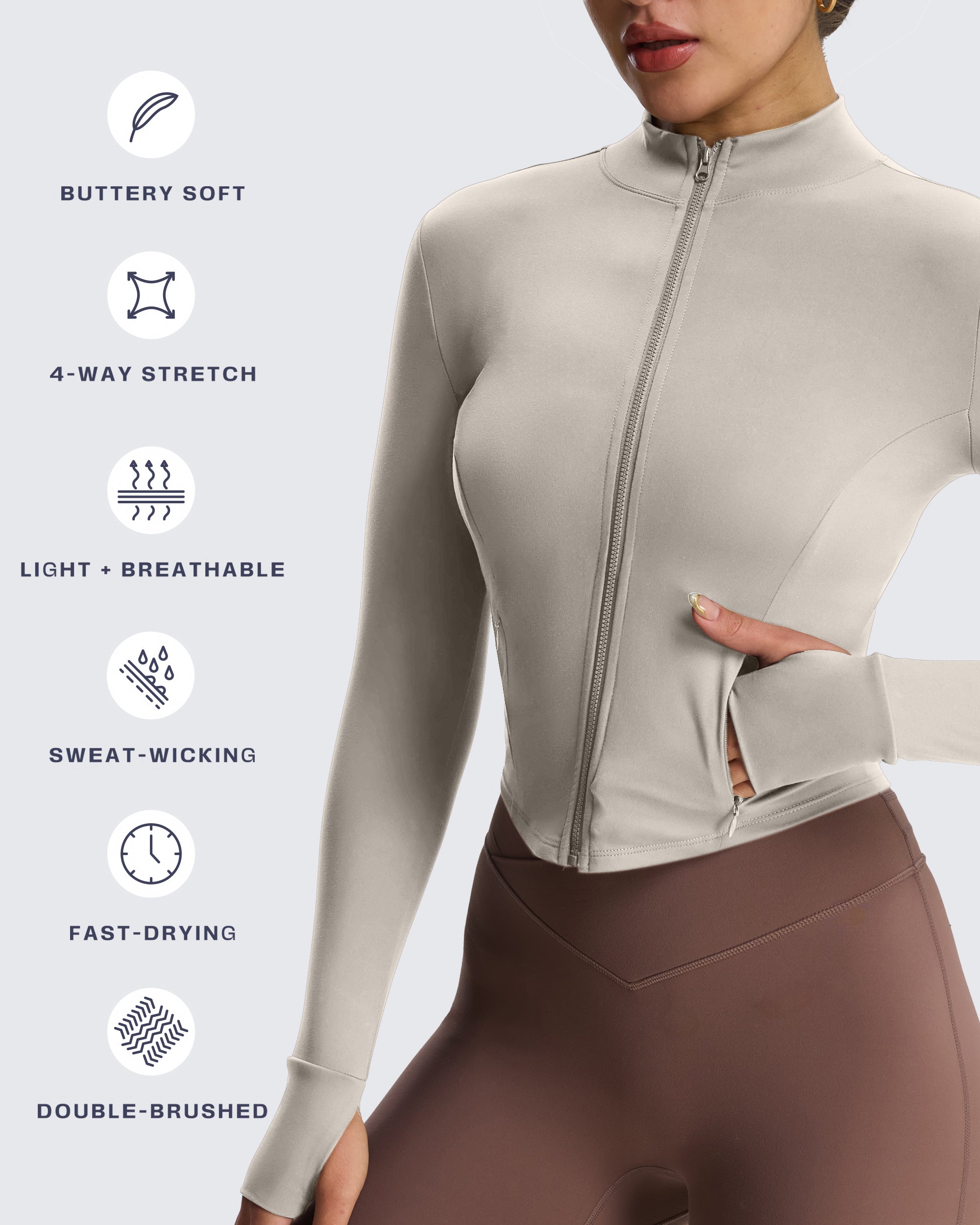 Aoxjox Full Zippered "Geo Zip" Jacket Long Sleeve