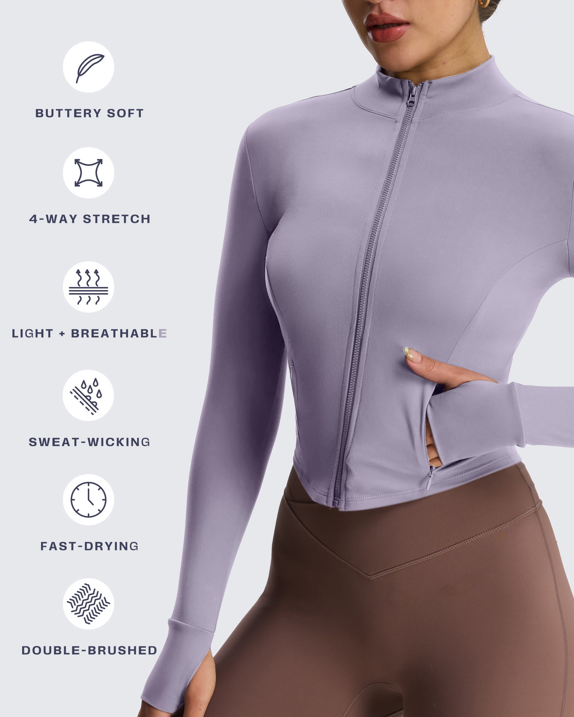 Aoxjox Full Zippered "Geo Zip" Jacket Long Sleeve