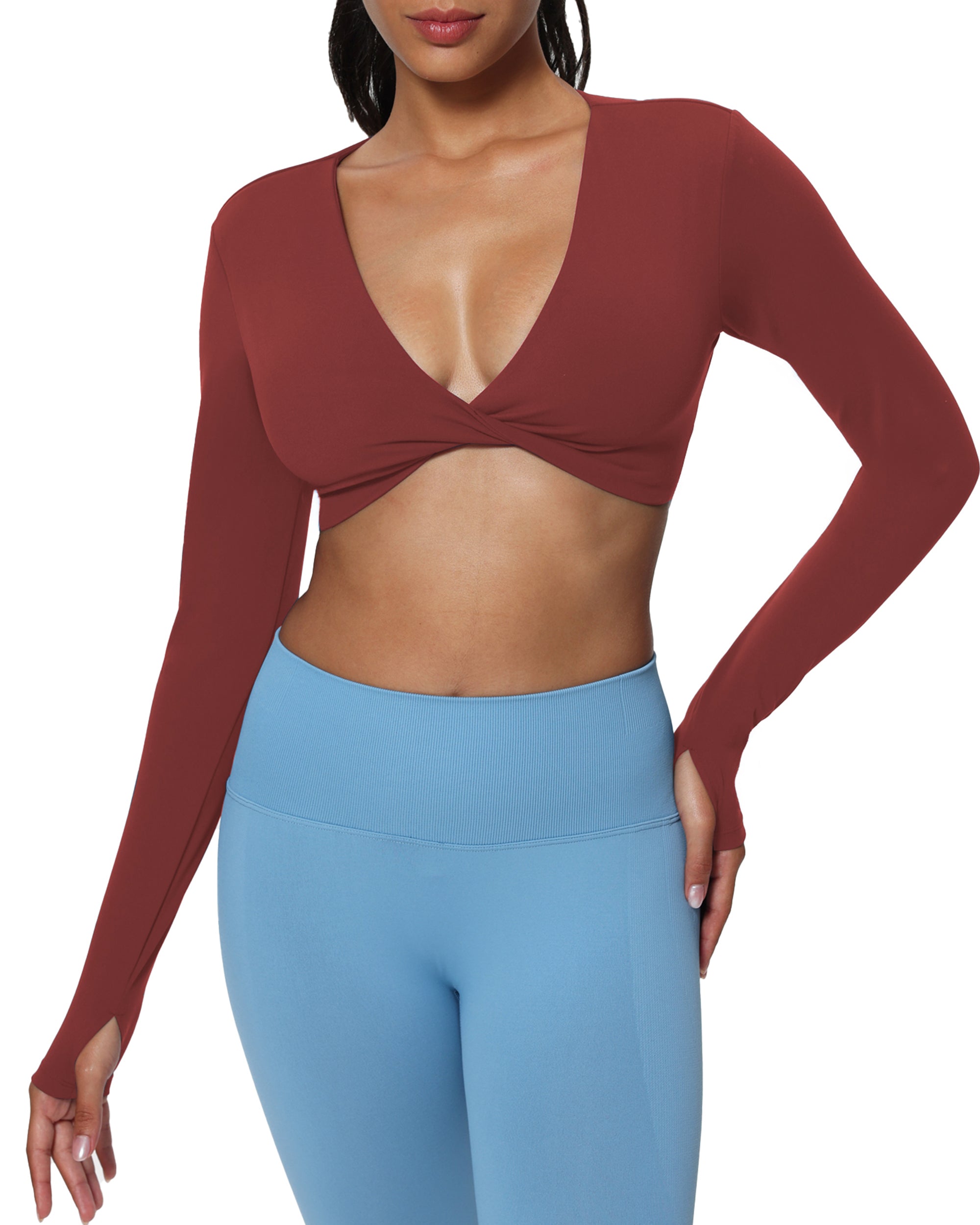 Aoxjox "Sienna" Deep V Long Sleeve