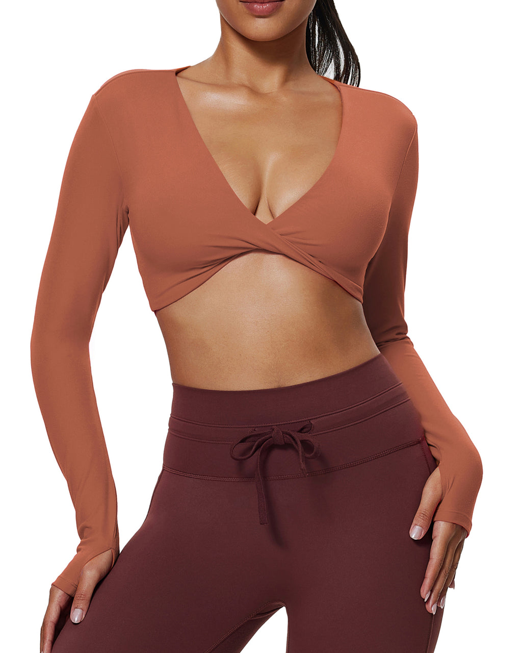 Aoxjox "Sienna" Deep V Long Sleeve