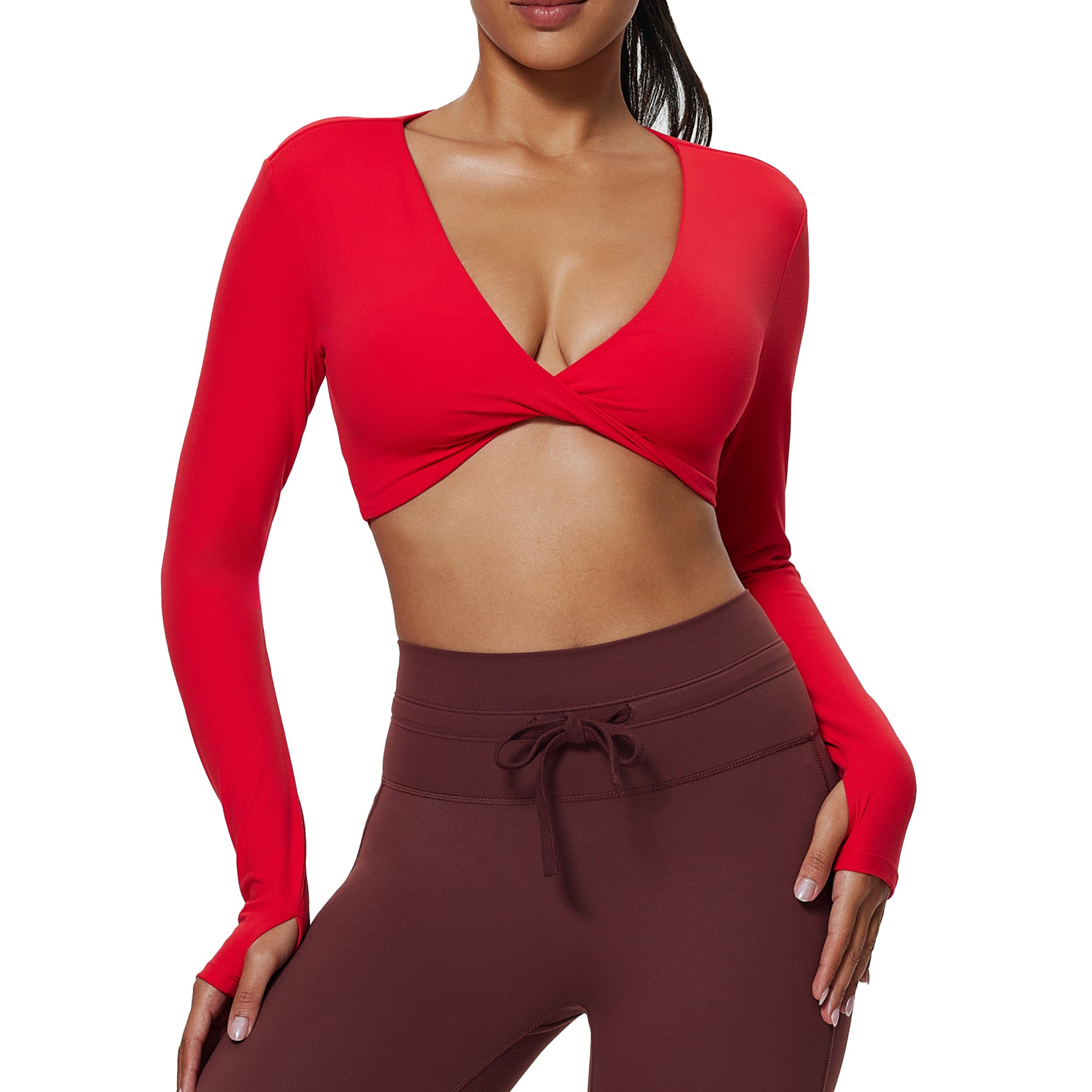 Aoxjox "Sienna" Deep V Long Sleeve