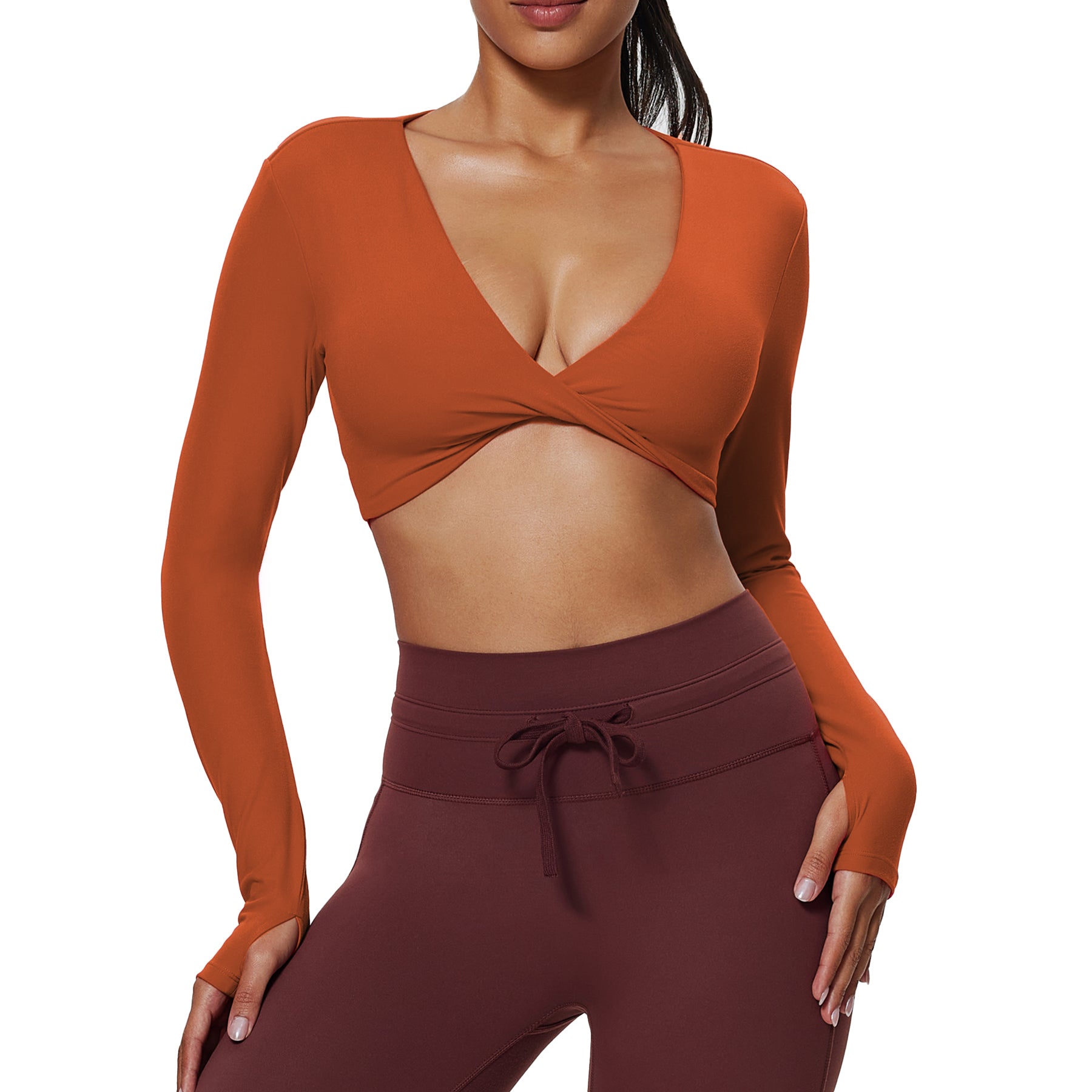 Aoxjox "Sienna" Deep V Long Sleeve