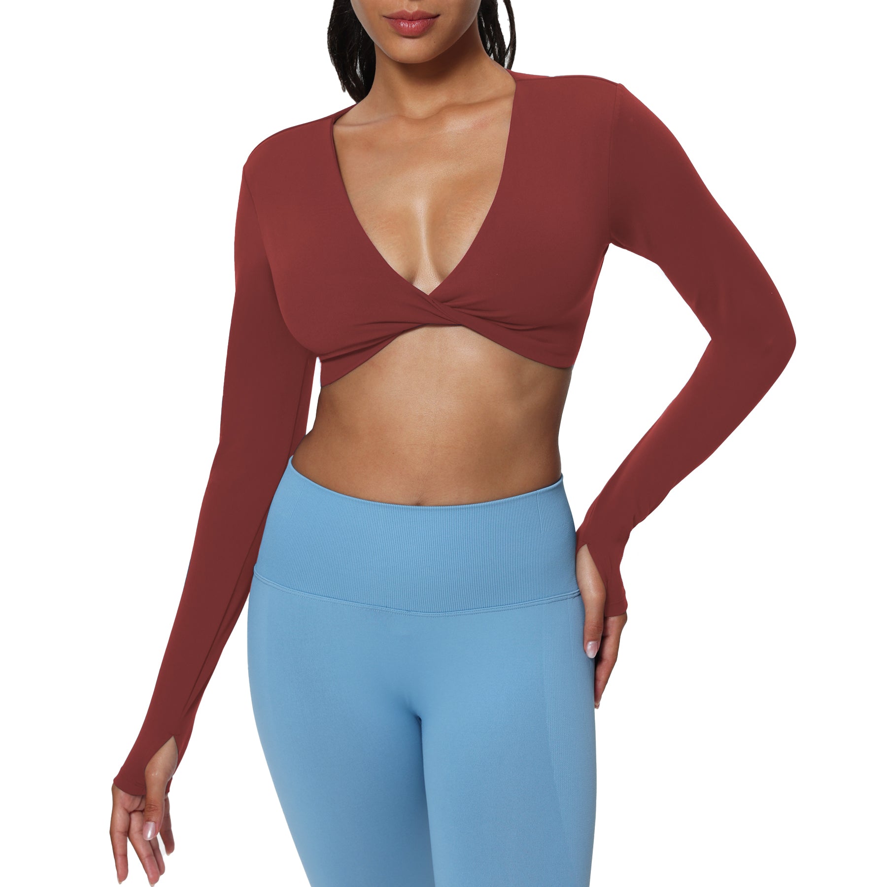 Aoxjox "Sienna" Deep V Long Sleeve