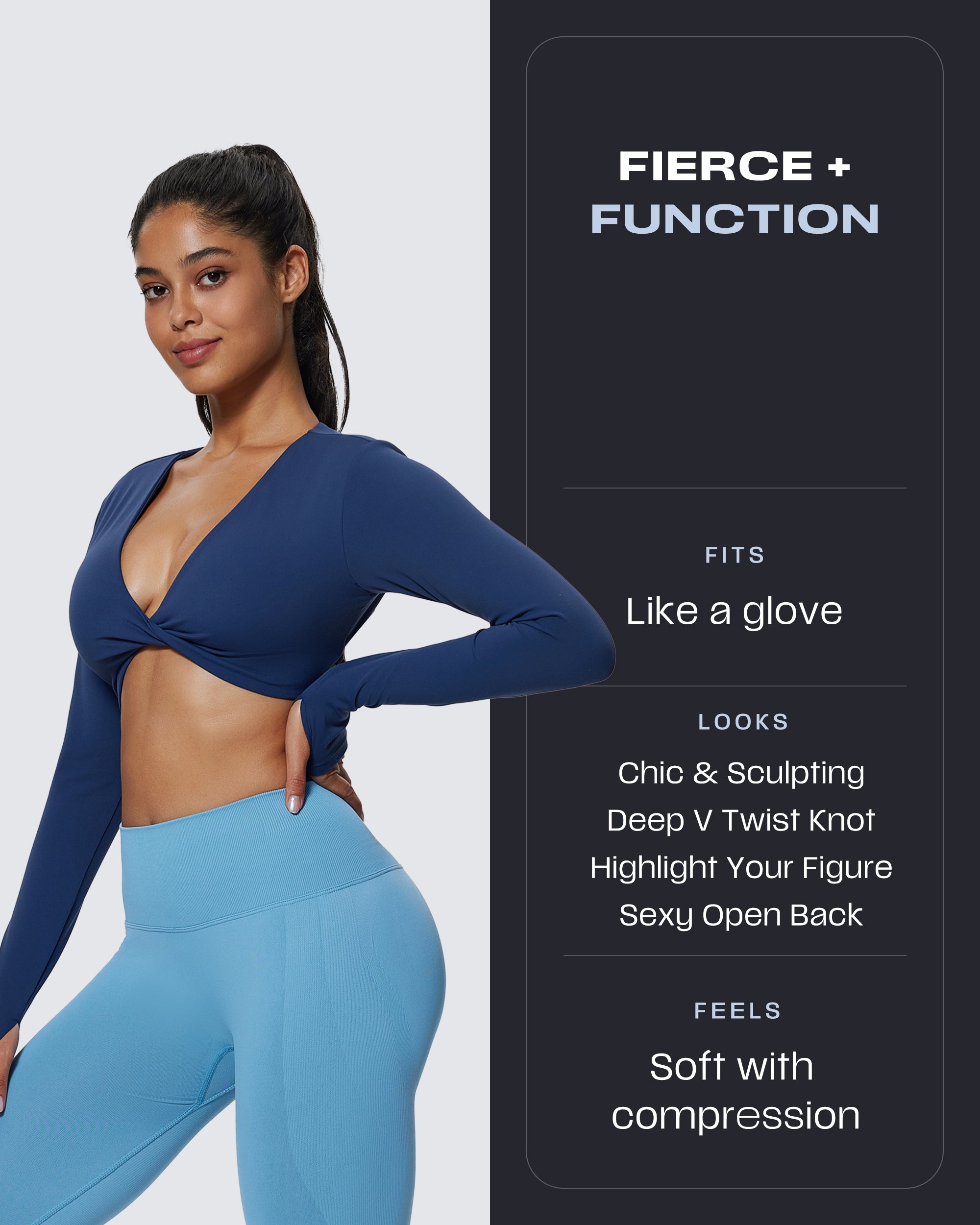 Aoxjox "Sienna" Deep V Long Sleeve