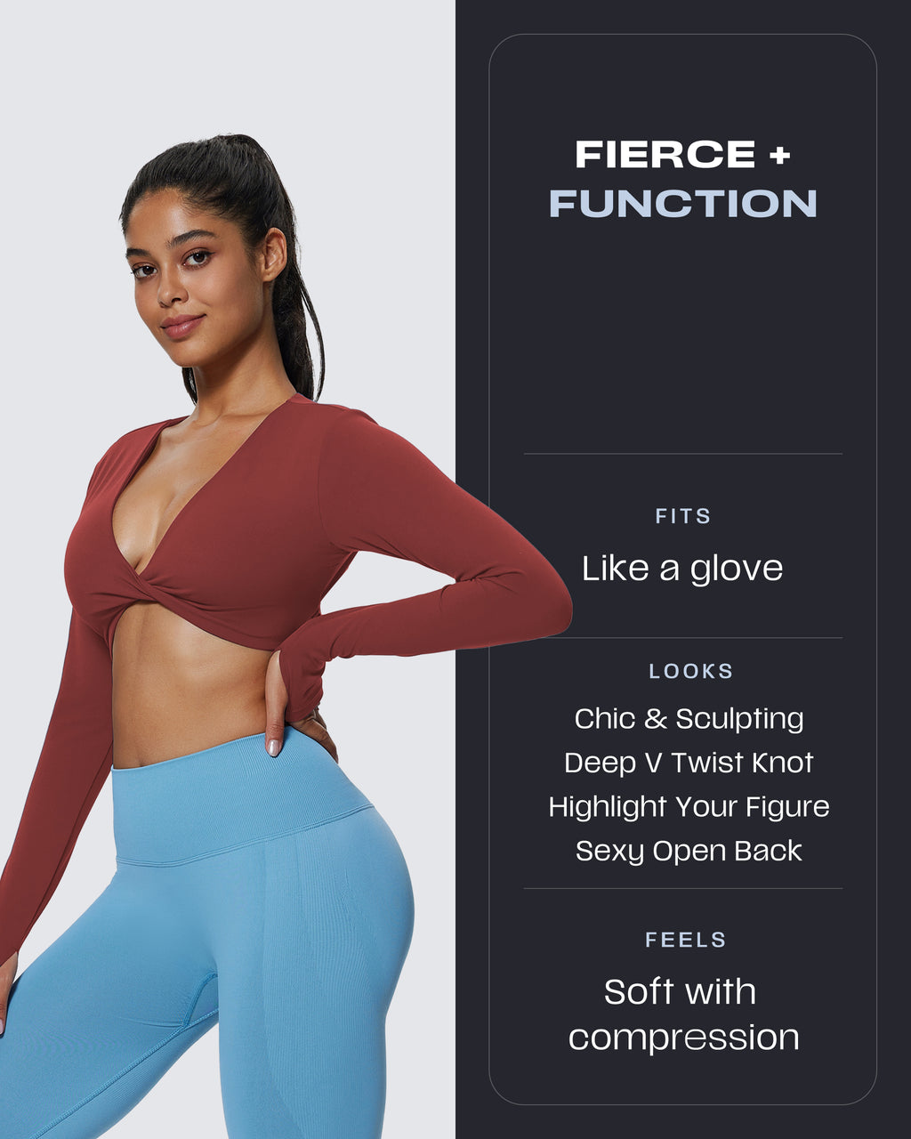 Aoxjox "Sienna" Deep V Long Sleeve