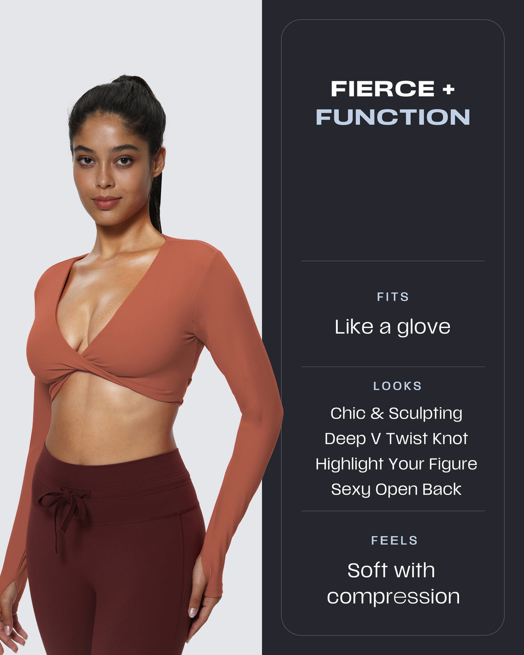 Aoxjox "Sienna" Deep V Long Sleeve