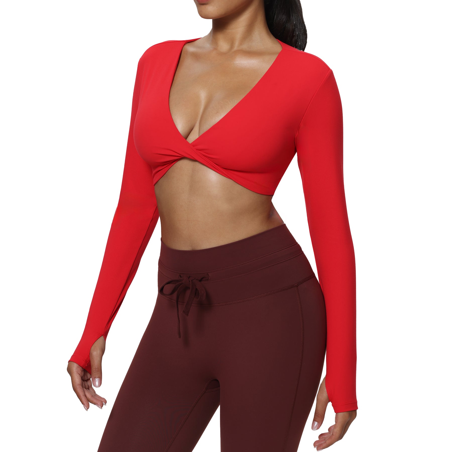 Aoxjox "Sienna" Deep V Long Sleeve