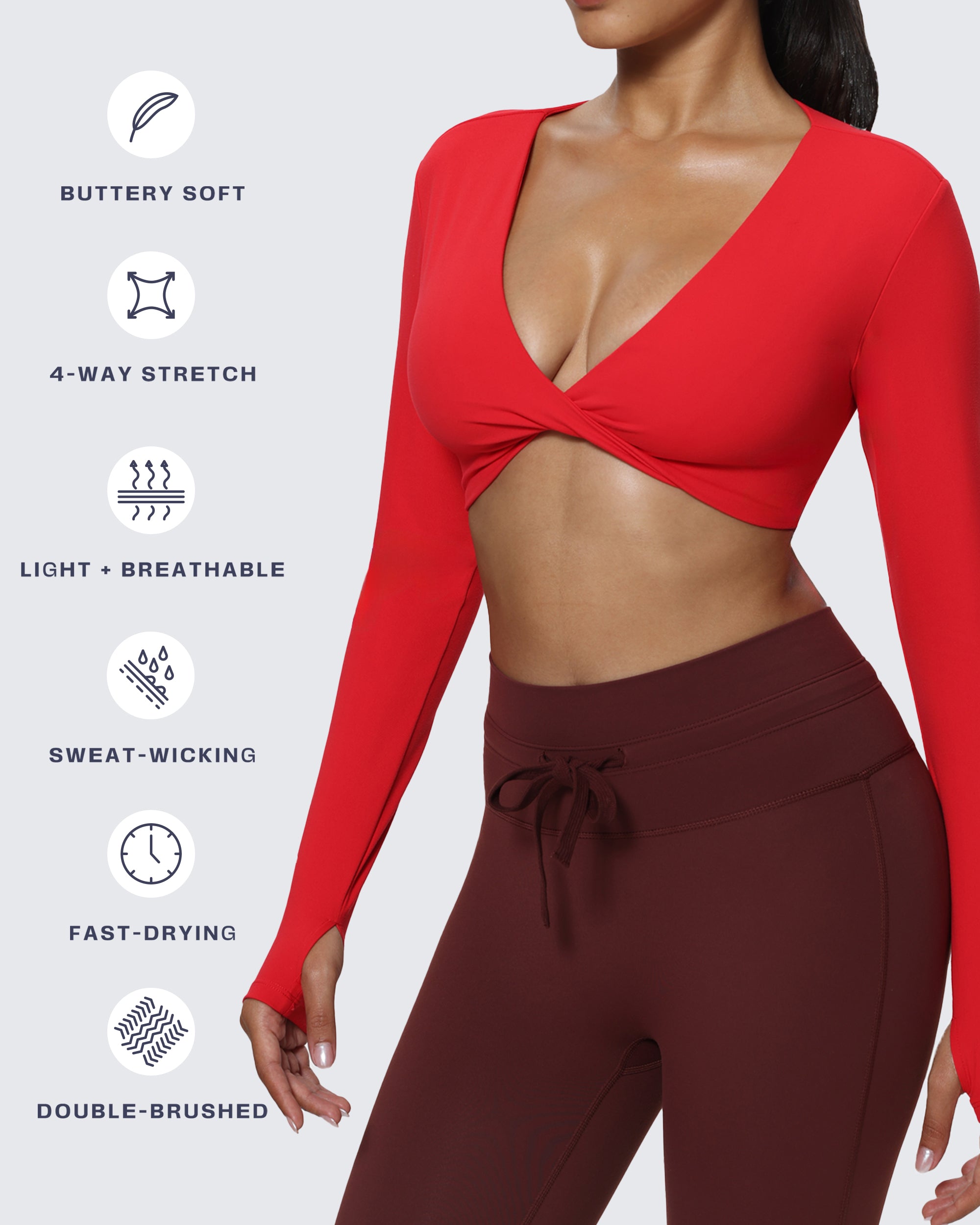 Aoxjox "Sienna" Deep V Long Sleeve