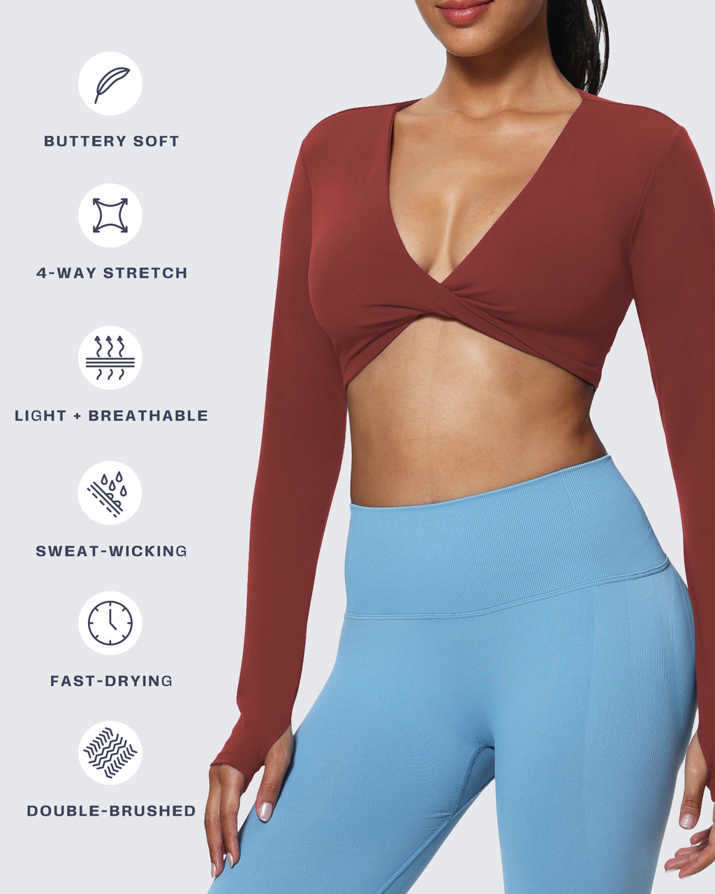 Aoxjox "Sienna" Deep V Long Sleeve