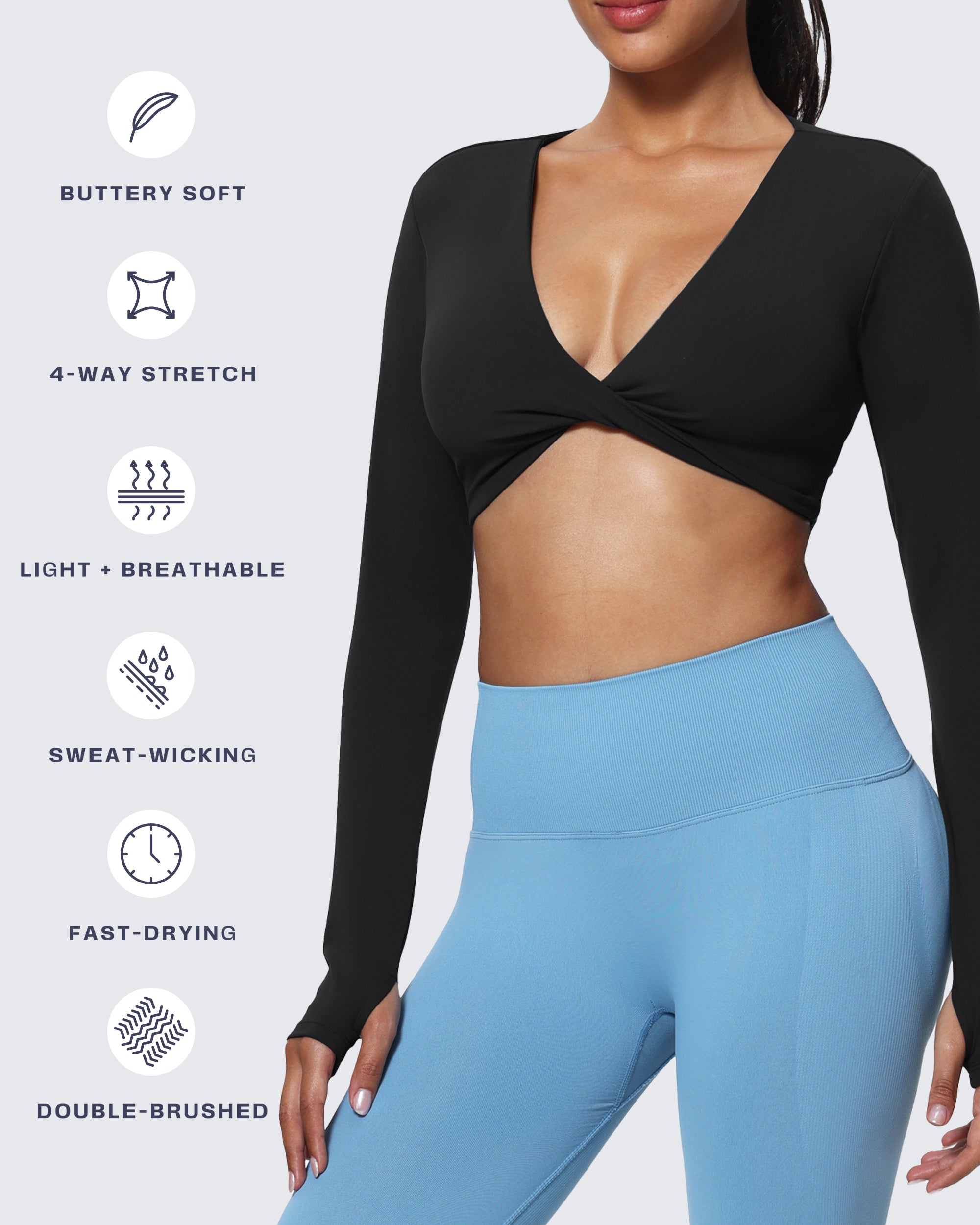 Aoxjox "Sienna" Deep V Long Sleeve