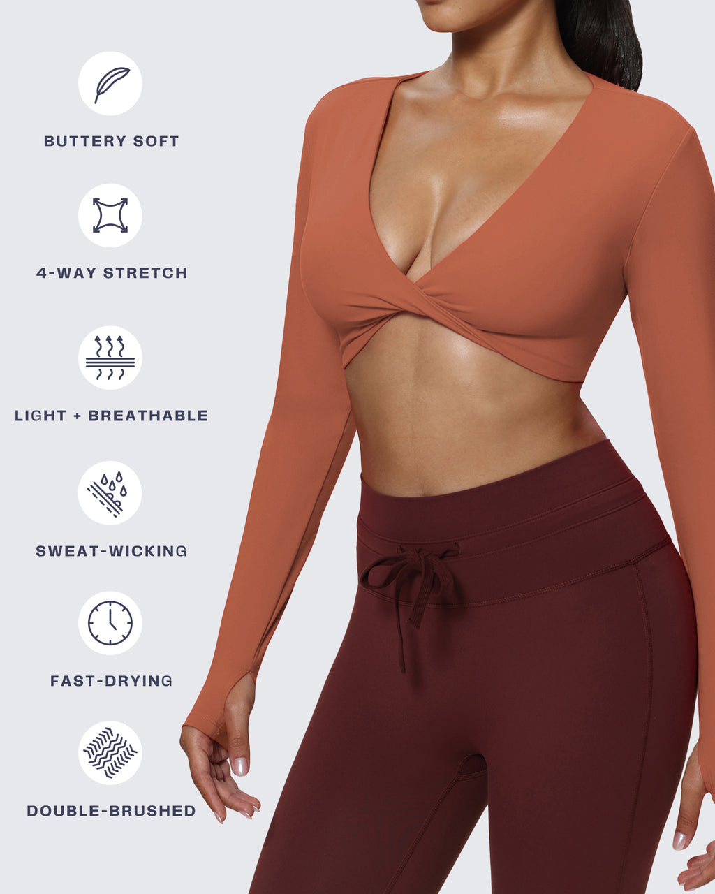 Aoxjox "Sienna" Deep V Long Sleeve