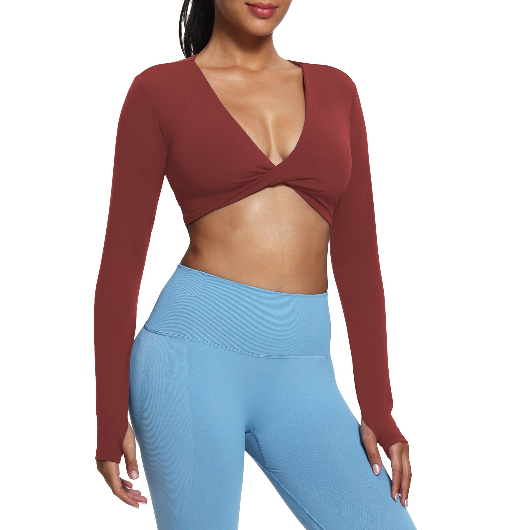 Aoxjox "Sienna" Deep V Long Sleeve