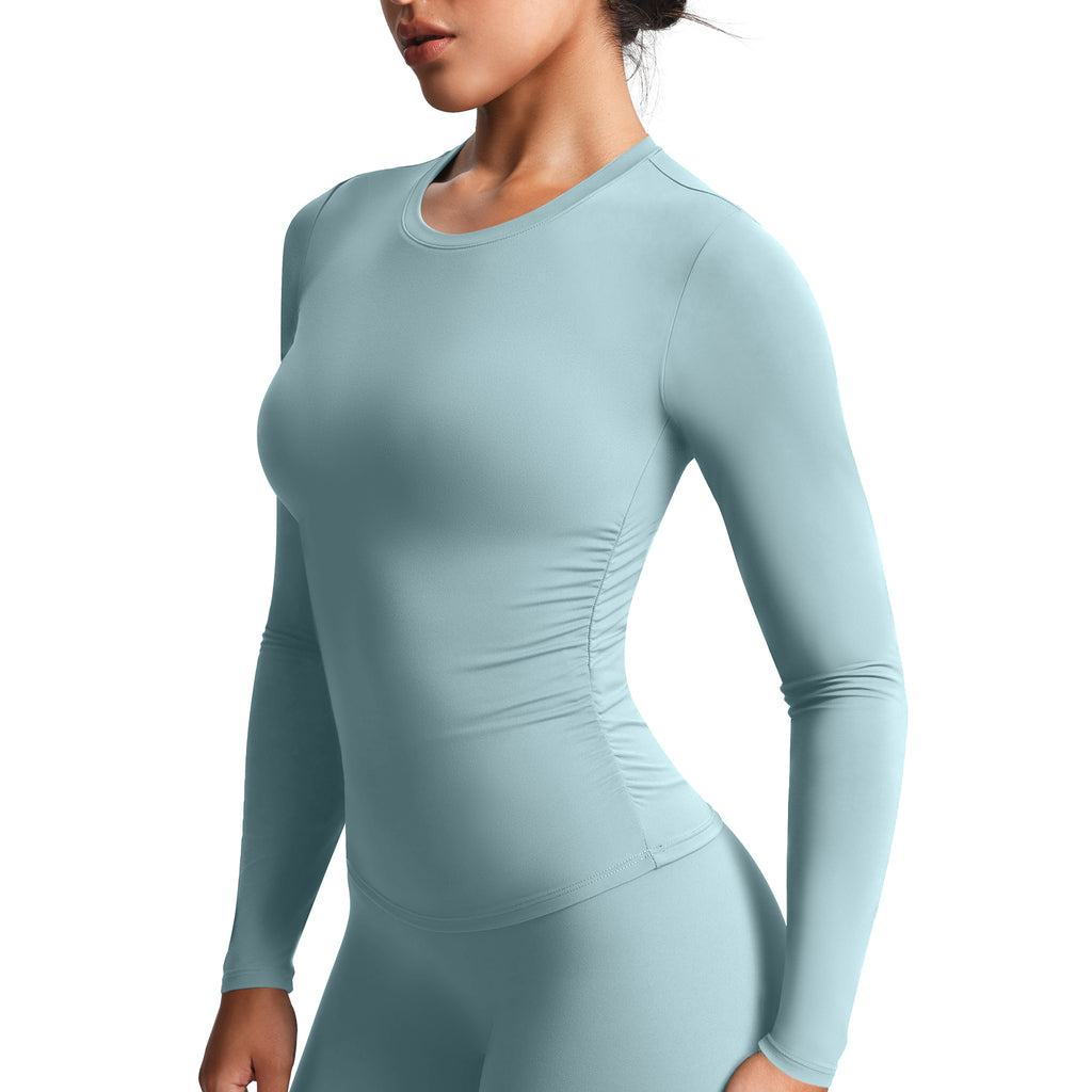 Aoxjox "Velura" Long Sleeve Ruched Tee