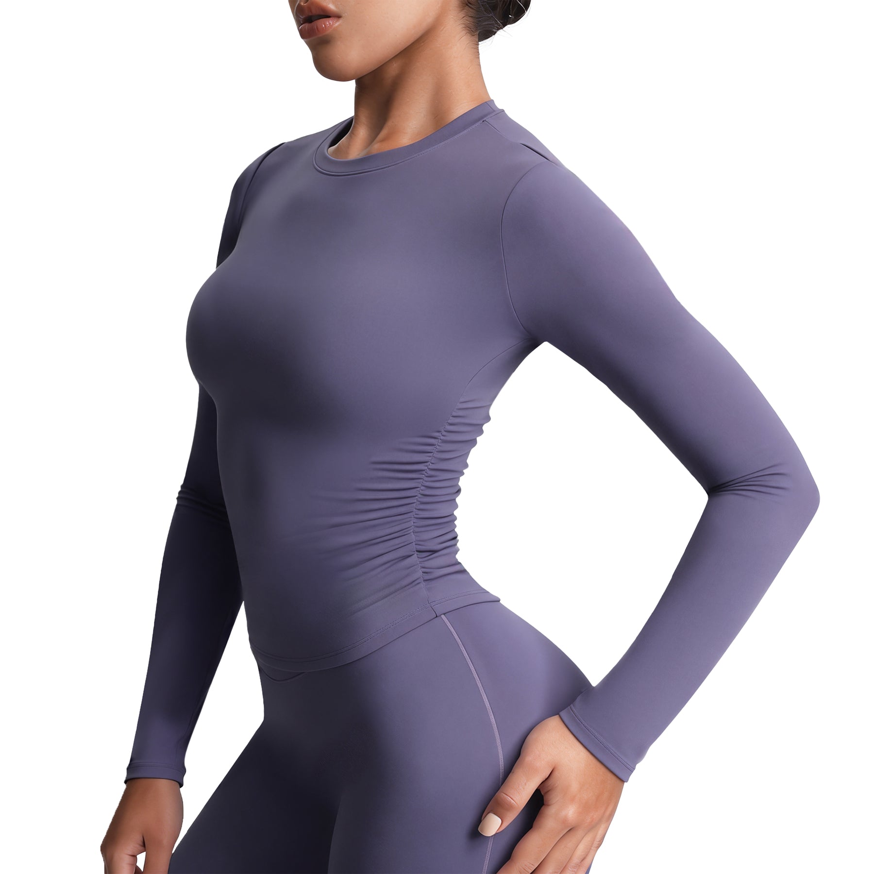 Aoxjox "Velura" Long Sleeve Ruched Tee