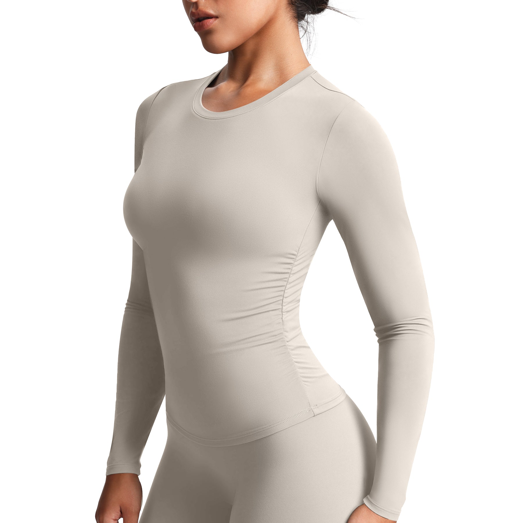 Aoxjox "Velura" Long Sleeve Ruched Tee