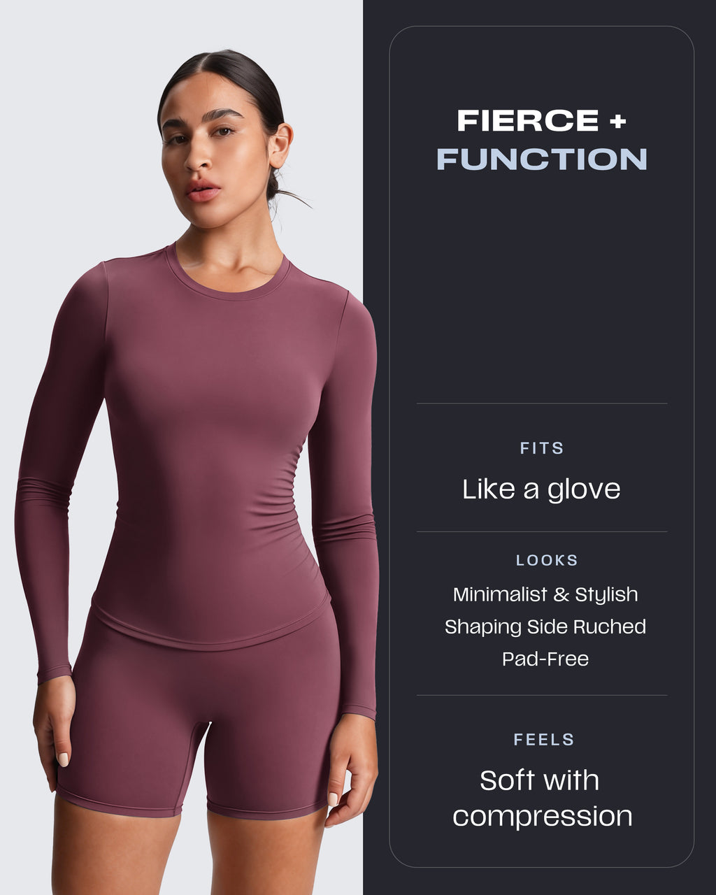 Aoxjox "Velura" Long Sleeve Ruched Tee