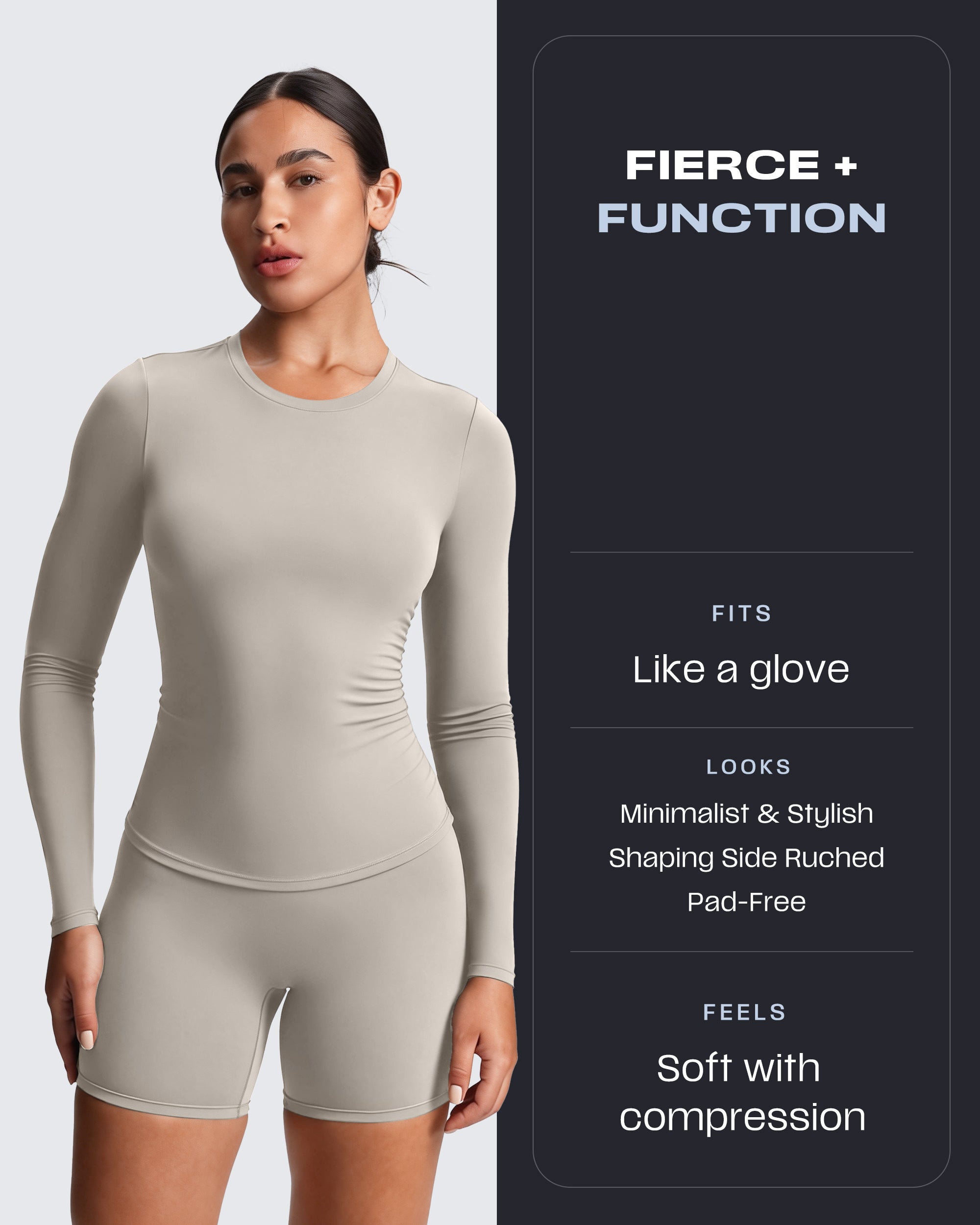 Aoxjox "Velura" Long Sleeve Ruched Tee
