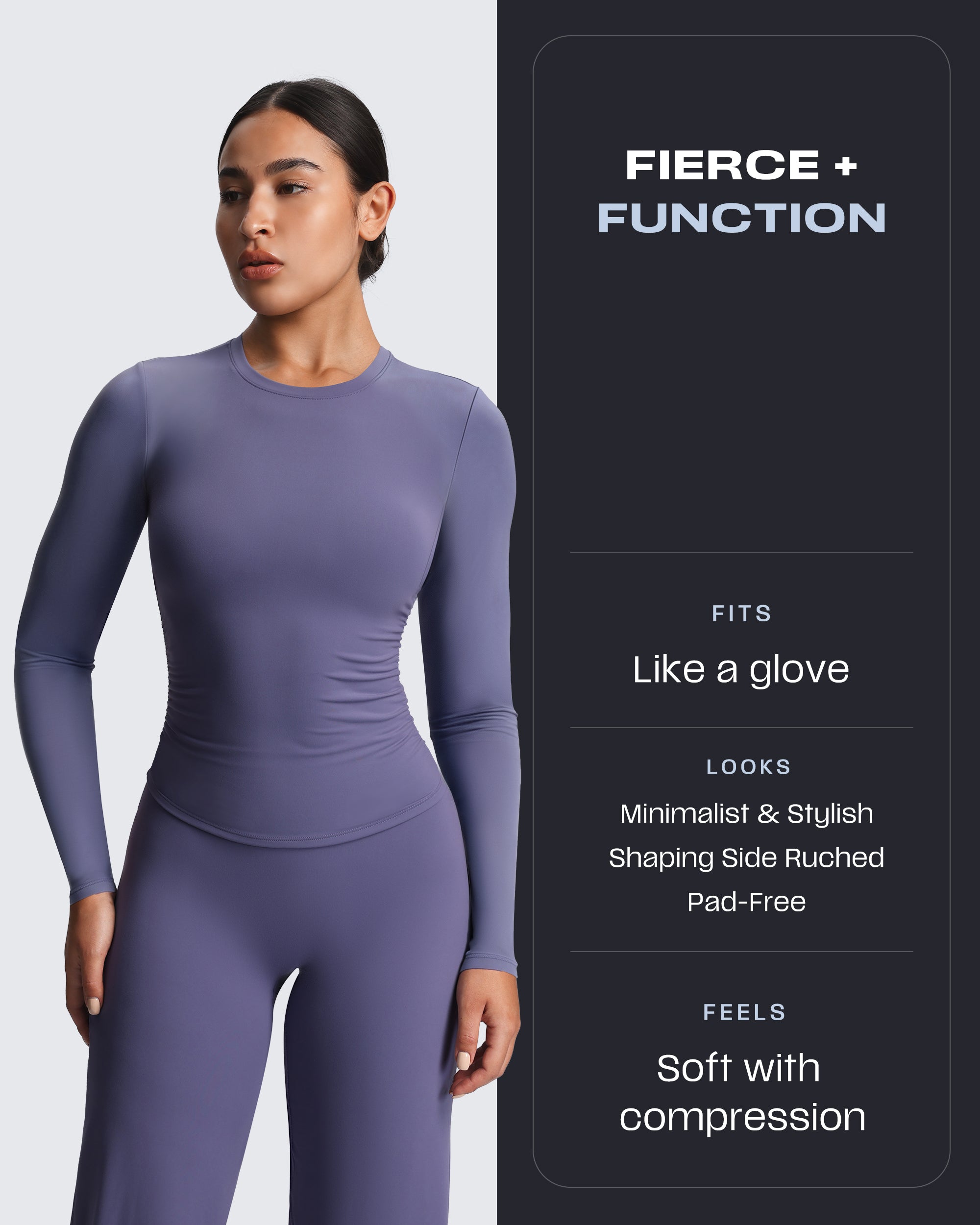 Aoxjox "Velura" Long Sleeve Ruched Tee