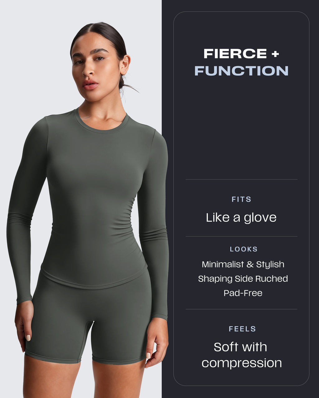Aoxjox "Velura" Long Sleeve Ruched Tee