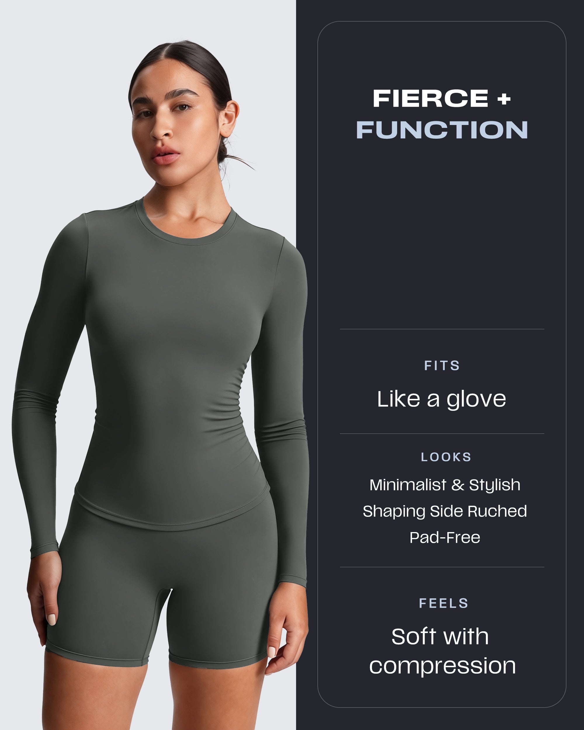 Aoxjox "Velura" Long Sleeve Ruched Tee