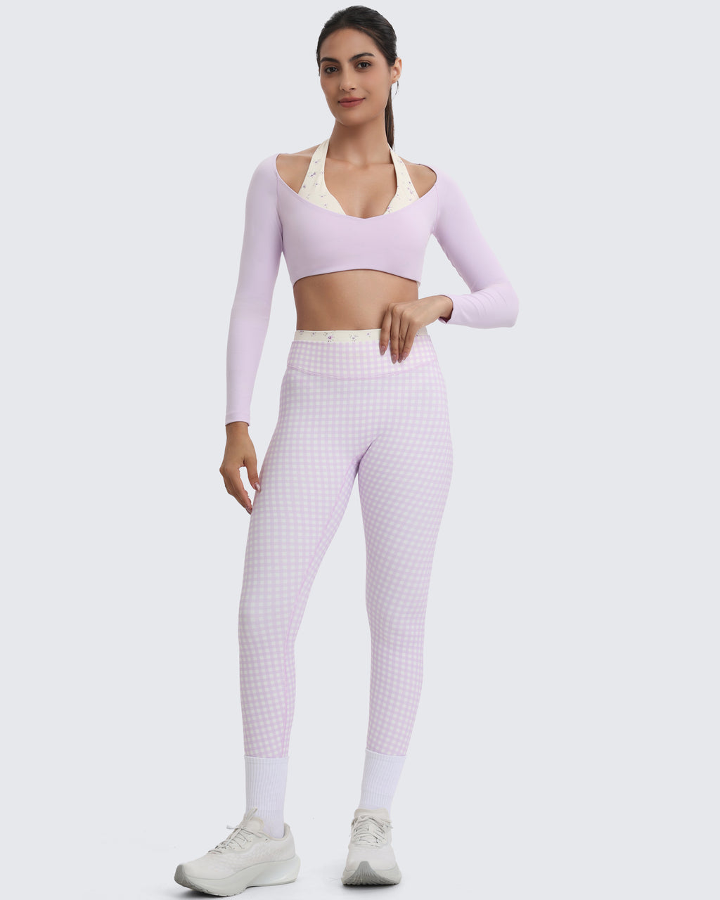Aoxjox "Dual Core" Halter Long Sleeve Crop Tops