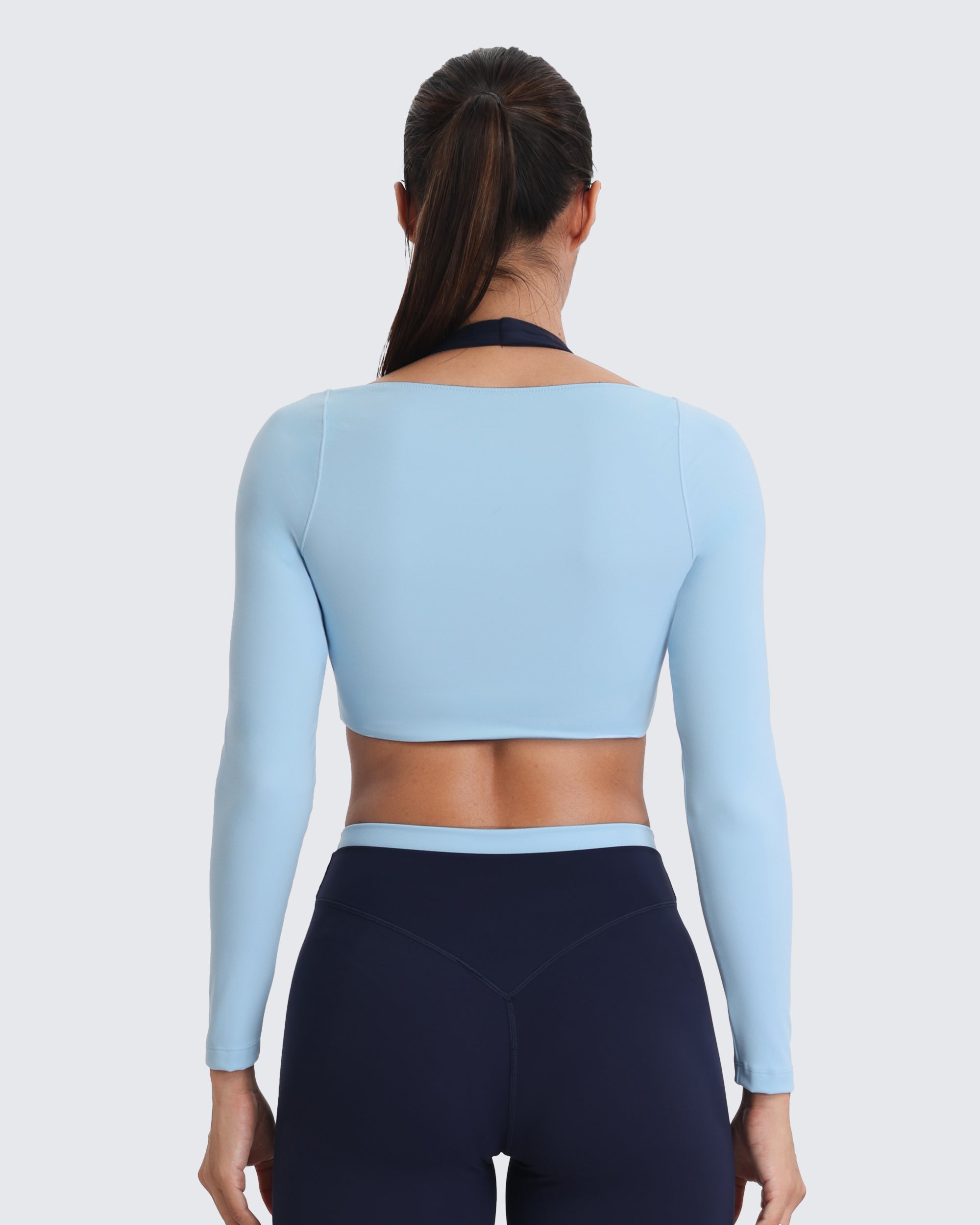 Aoxjox "Dual Core" Halter Long Sleeve Crop Tops
