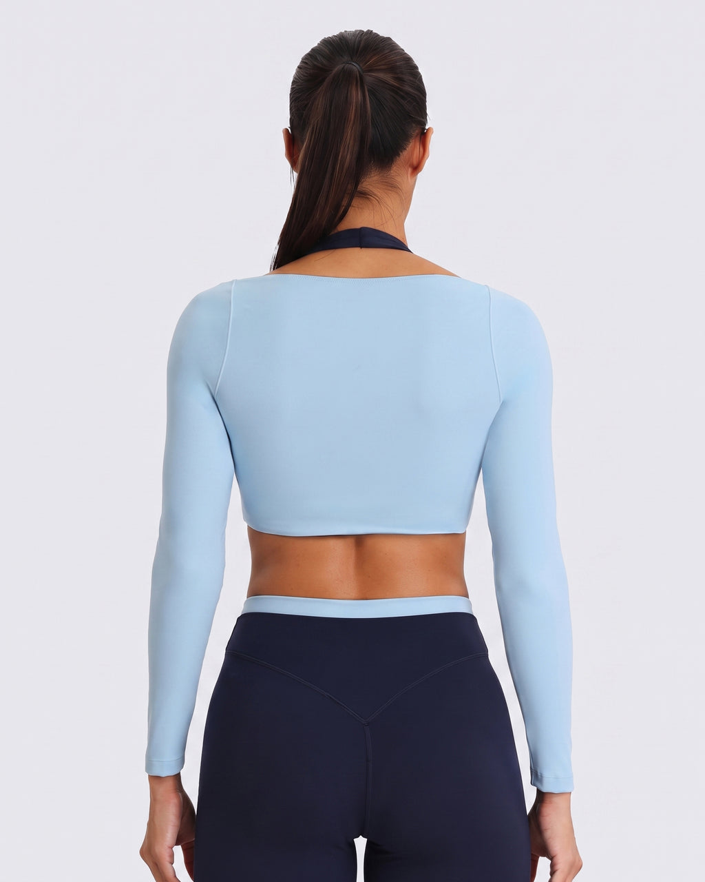 Aoxjox "Dual Core" Halter Long Sleeve Crop Tops