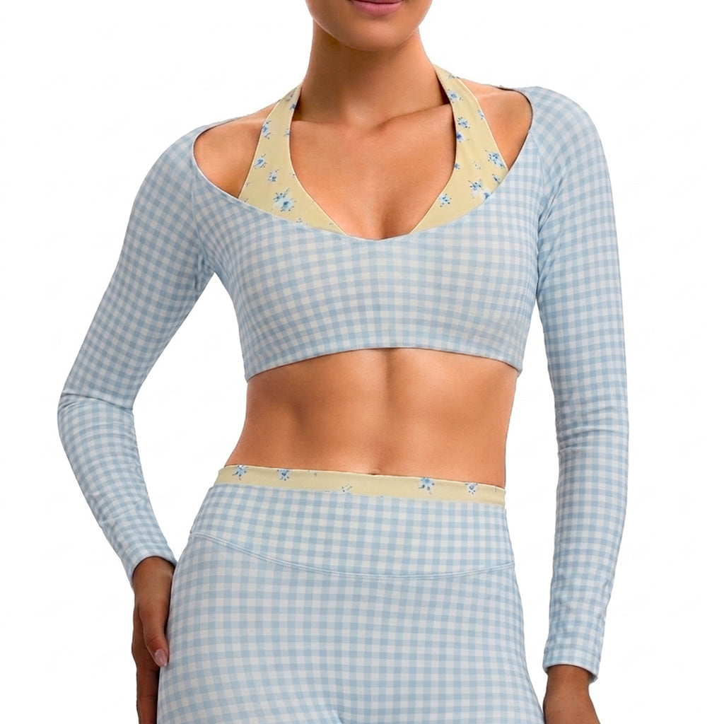 Aoxjox "Dual Core" Halter Long Sleeve Crop Tops