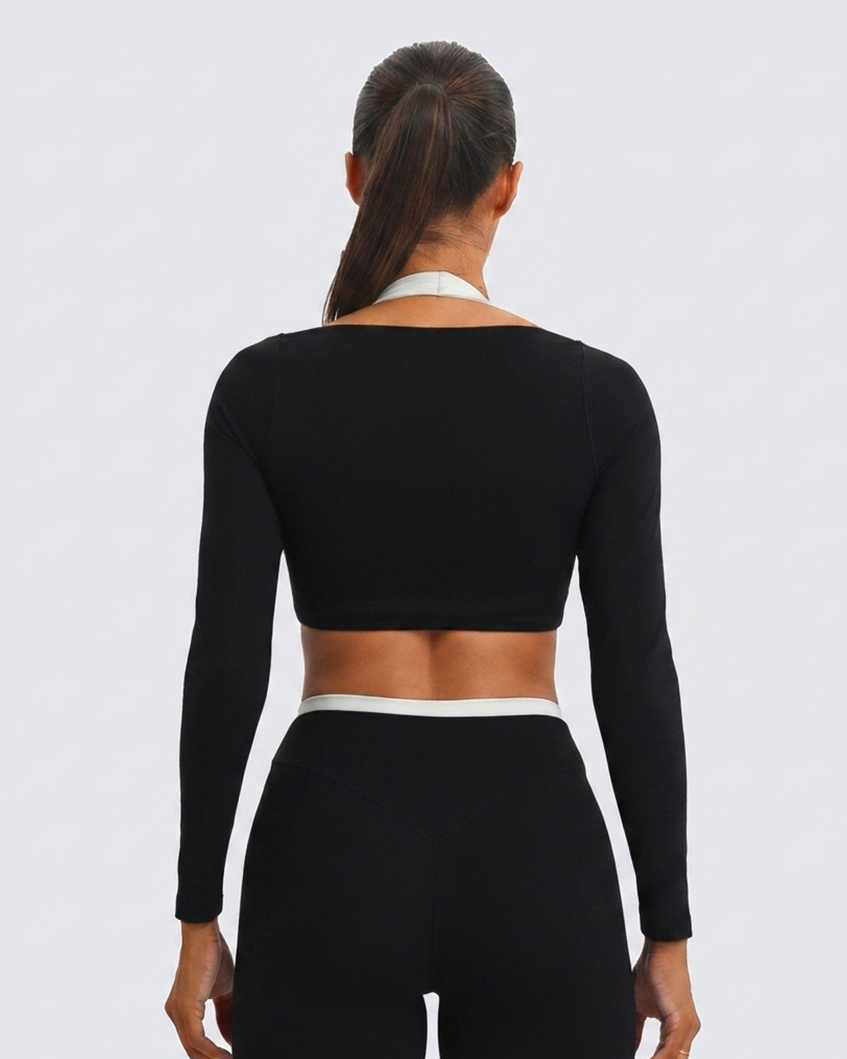Aoxjox "Dual Core" Halter Long Sleeve Crop Tops