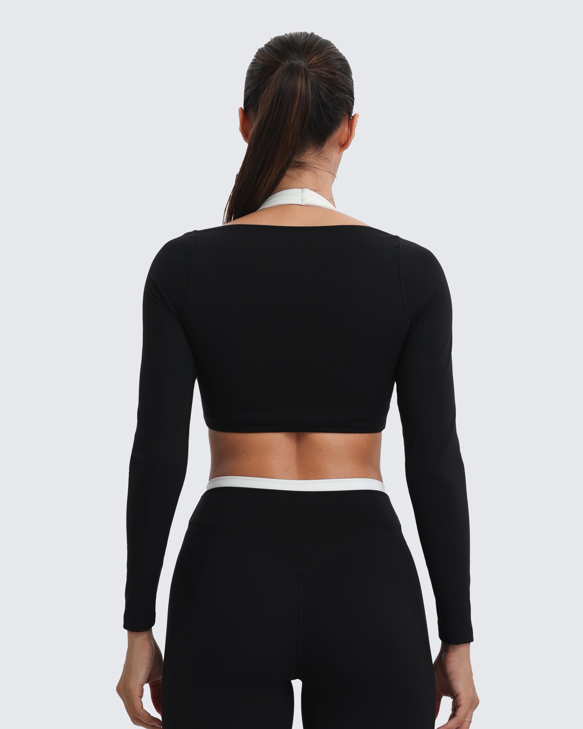 Aoxjox "Dual Core" Halter Long Sleeve Crop Tops