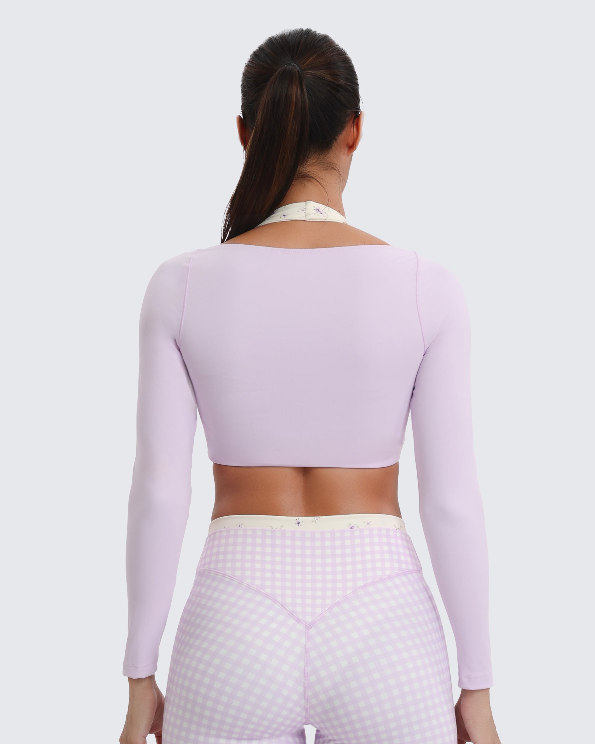 Aoxjox "Dual Core" Halter Long Sleeve Crop Tops
