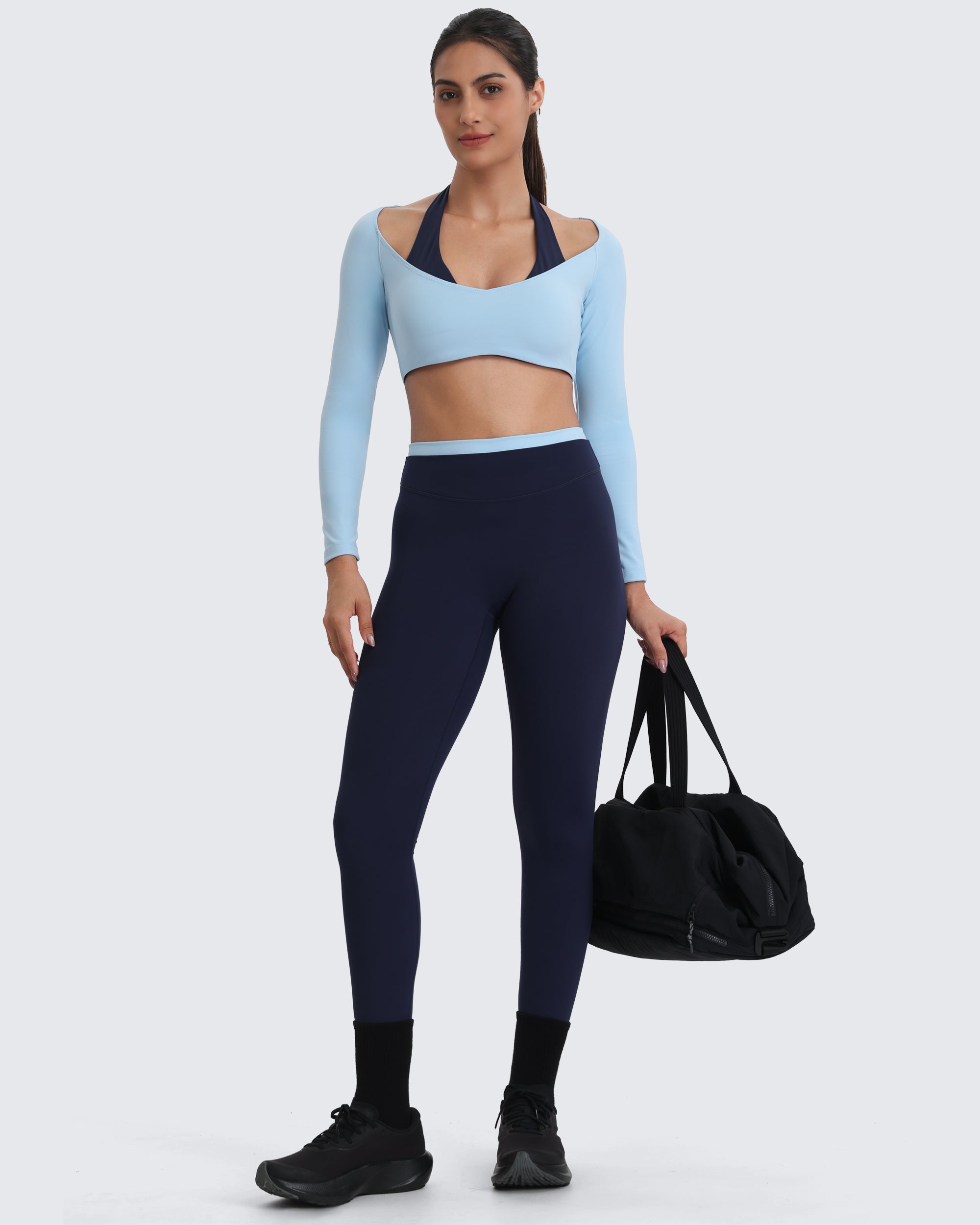 Aoxjox "Dual Core" Halter Long Sleeve Crop Tops