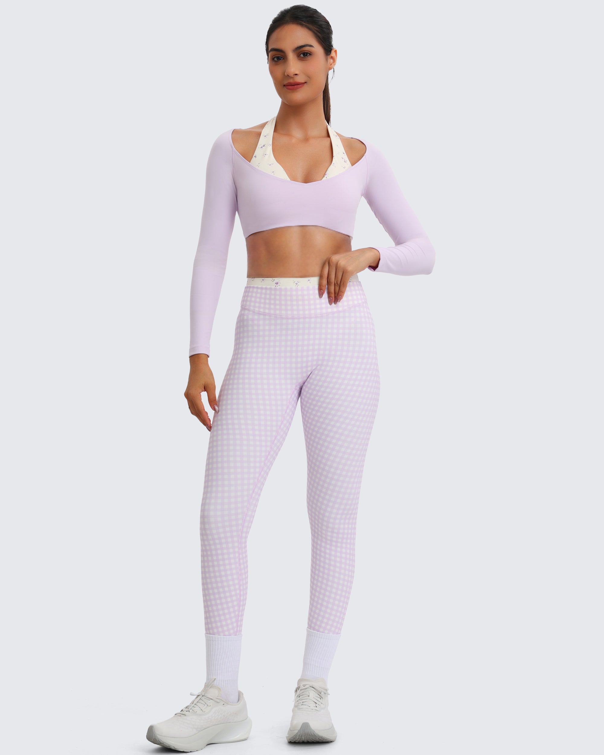 Aoxjox "Dual Core" Halter Long Sleeve Crop Tops