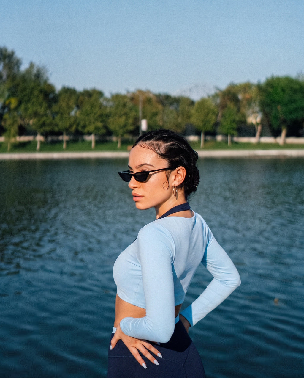 Aoxjox "Dual Core" Halter Long Sleeve Crop Tops