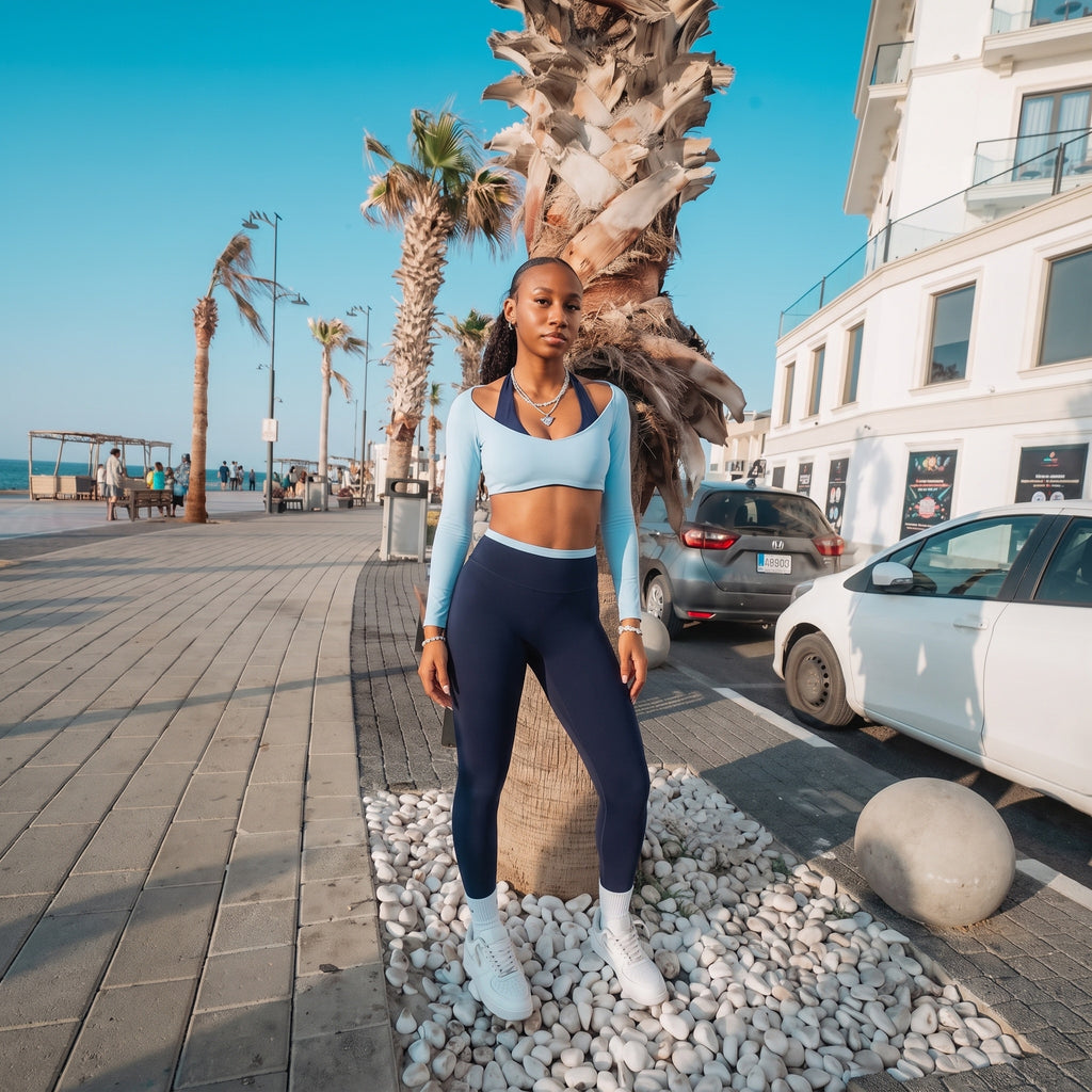 Aoxjox "Dual Core" Halter Long Sleeve Crop Tops