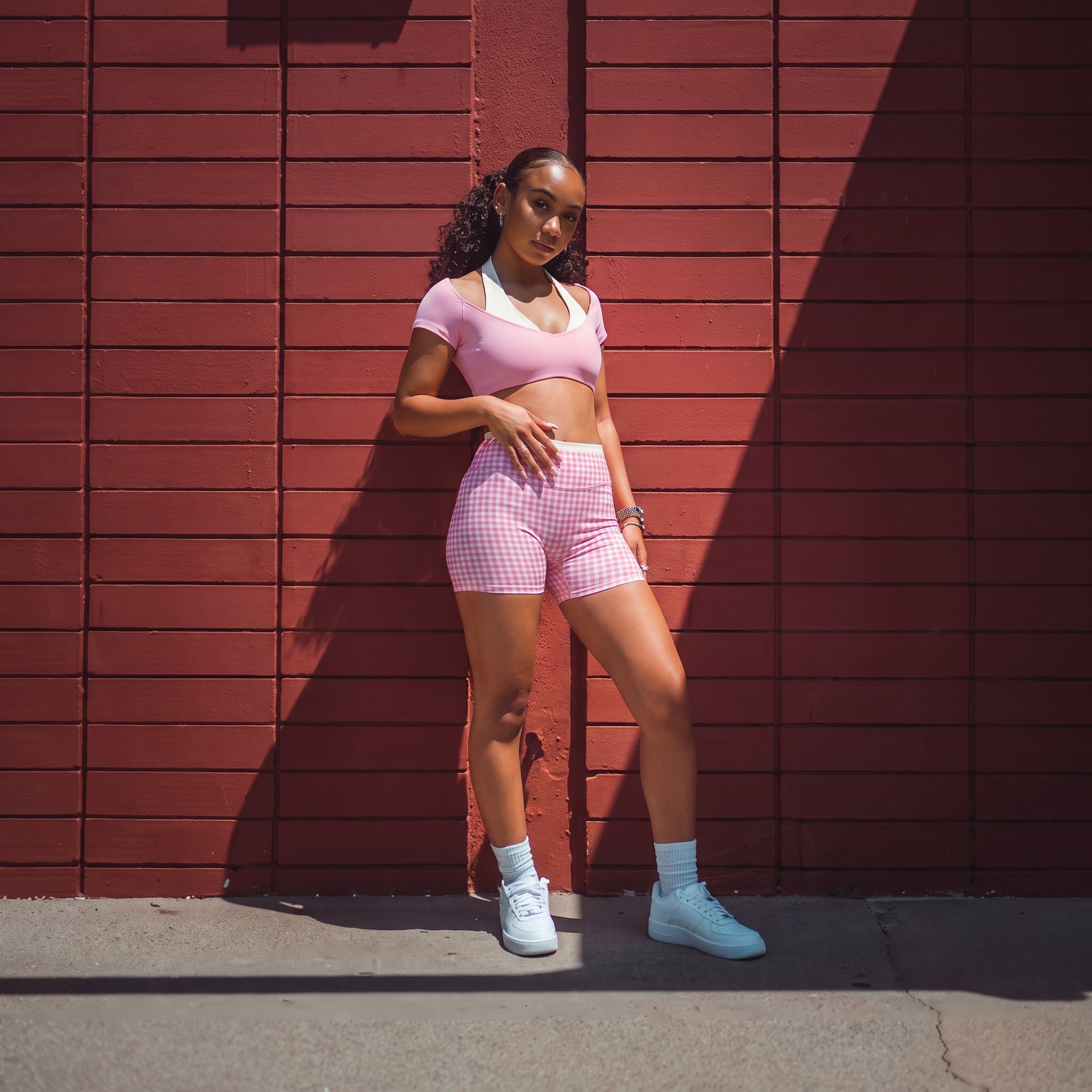 Aoxjox "Dual Core" Halter Crop Top Short Sleeve