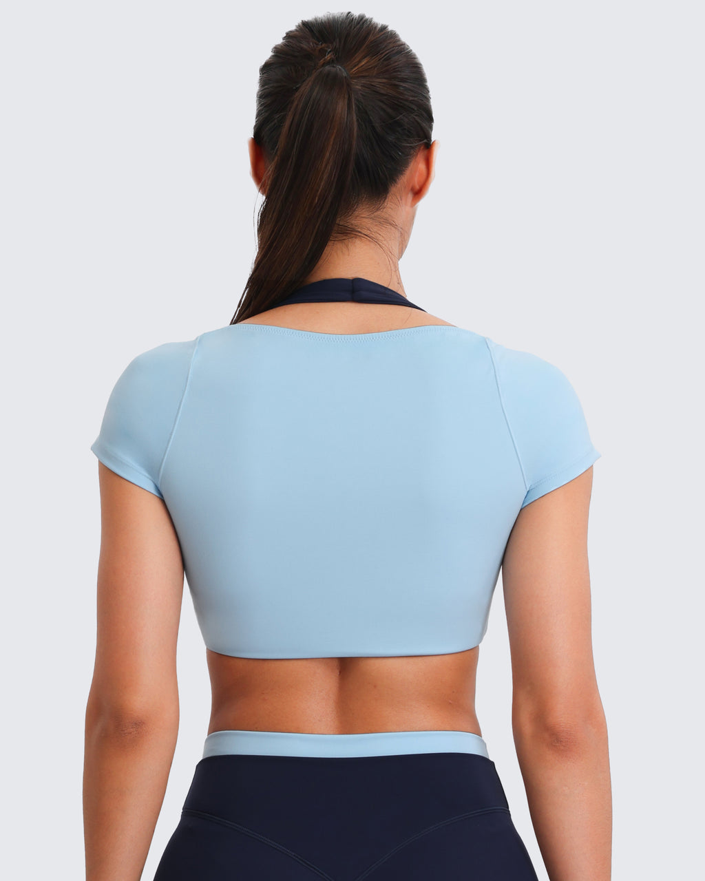 Aoxjox "Dual Core" Halter Crop Top Short Sleeve