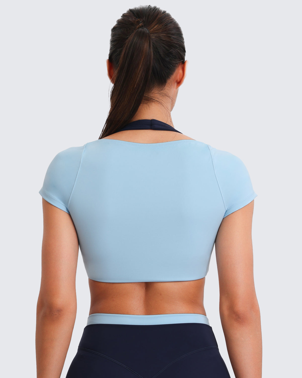 Aoxjox "Dual Core" Halter Crop Top Short Sleeve