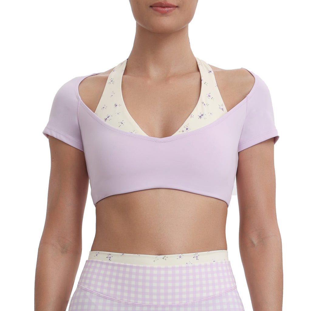 Aoxjox "Dual Core" Halter Crop Top Short Sleeve