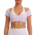 Aoxjox "Dual Core" Halter Crop Top Short Sleeve