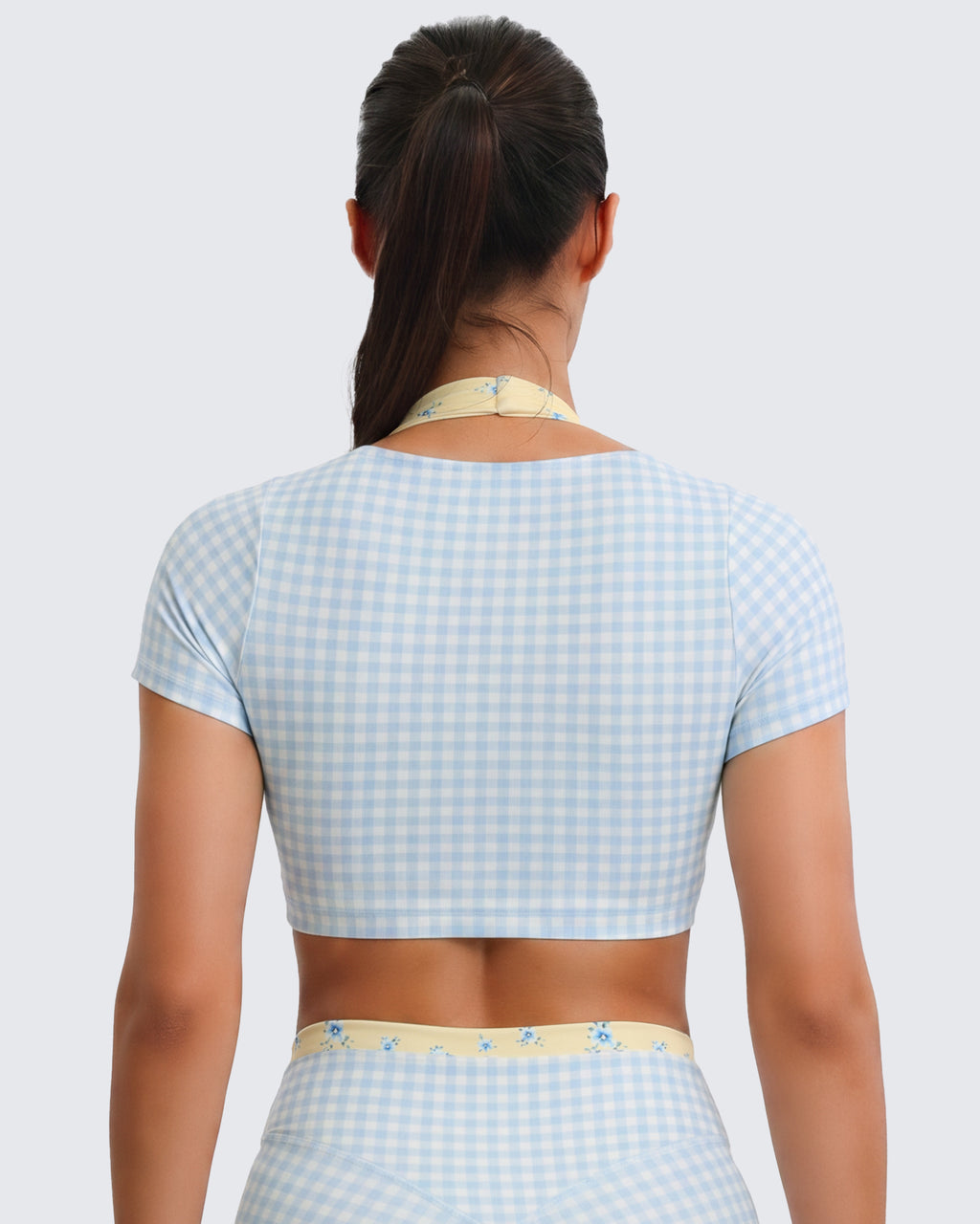 Aoxjox "Dual Core" Halter Crop Top Short Sleeve