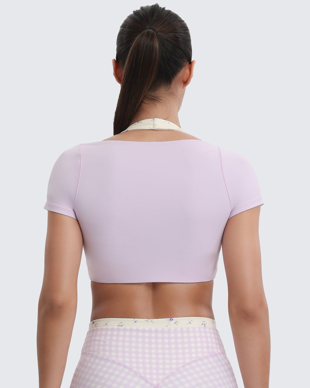 Aoxjox "Dual Core" Halter Crop Top Short Sleeve