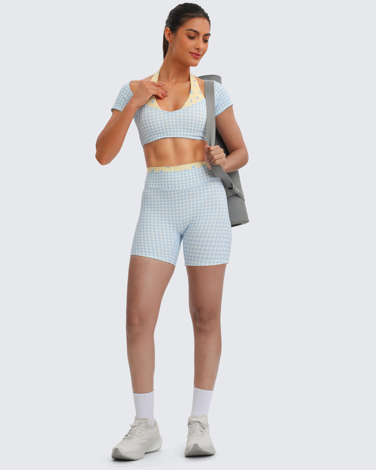 Aoxjox "Dual Core" Halter Crop Top Short Sleeve