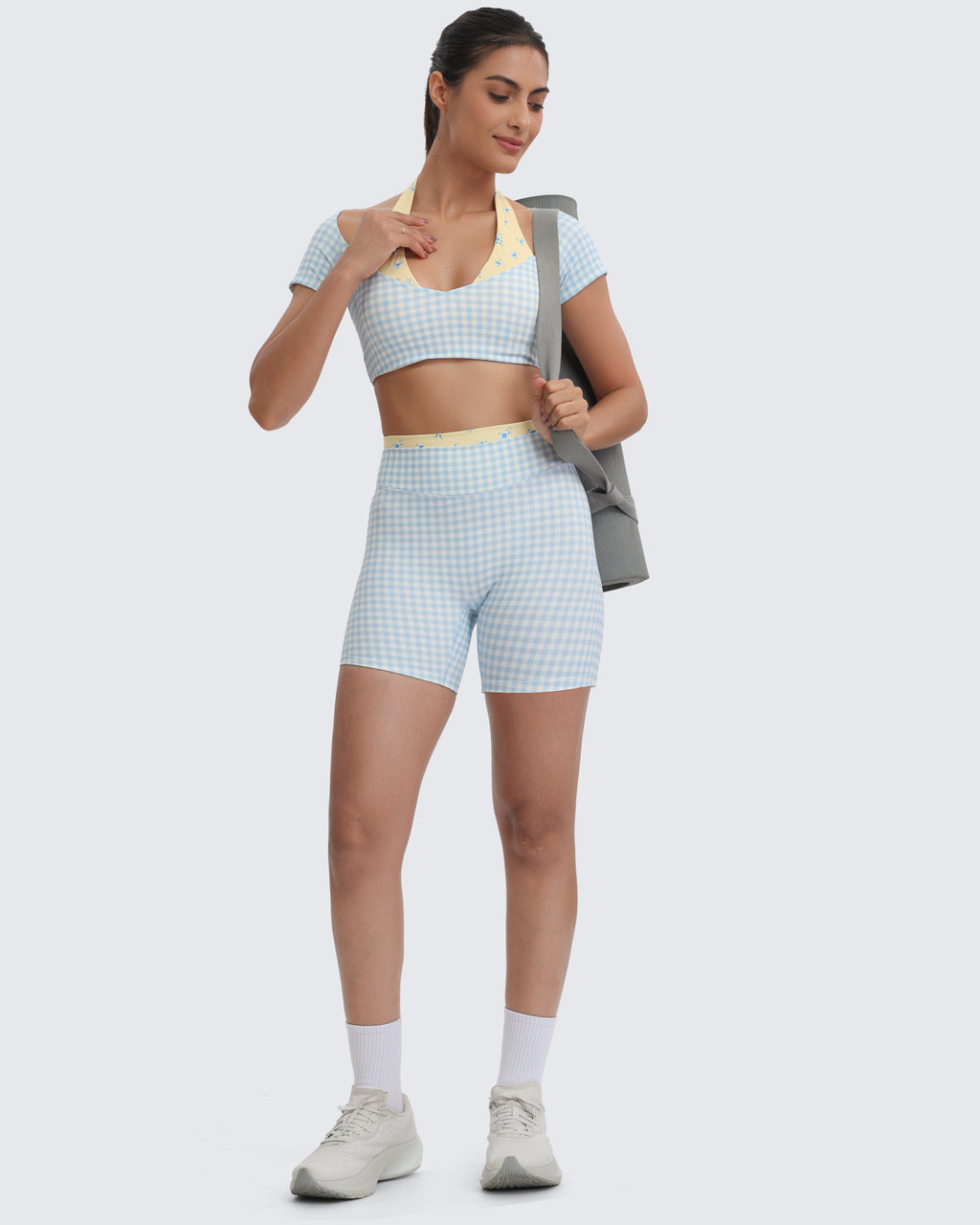Aoxjox "Dual Core" Halter Crop Top Short Sleeve
