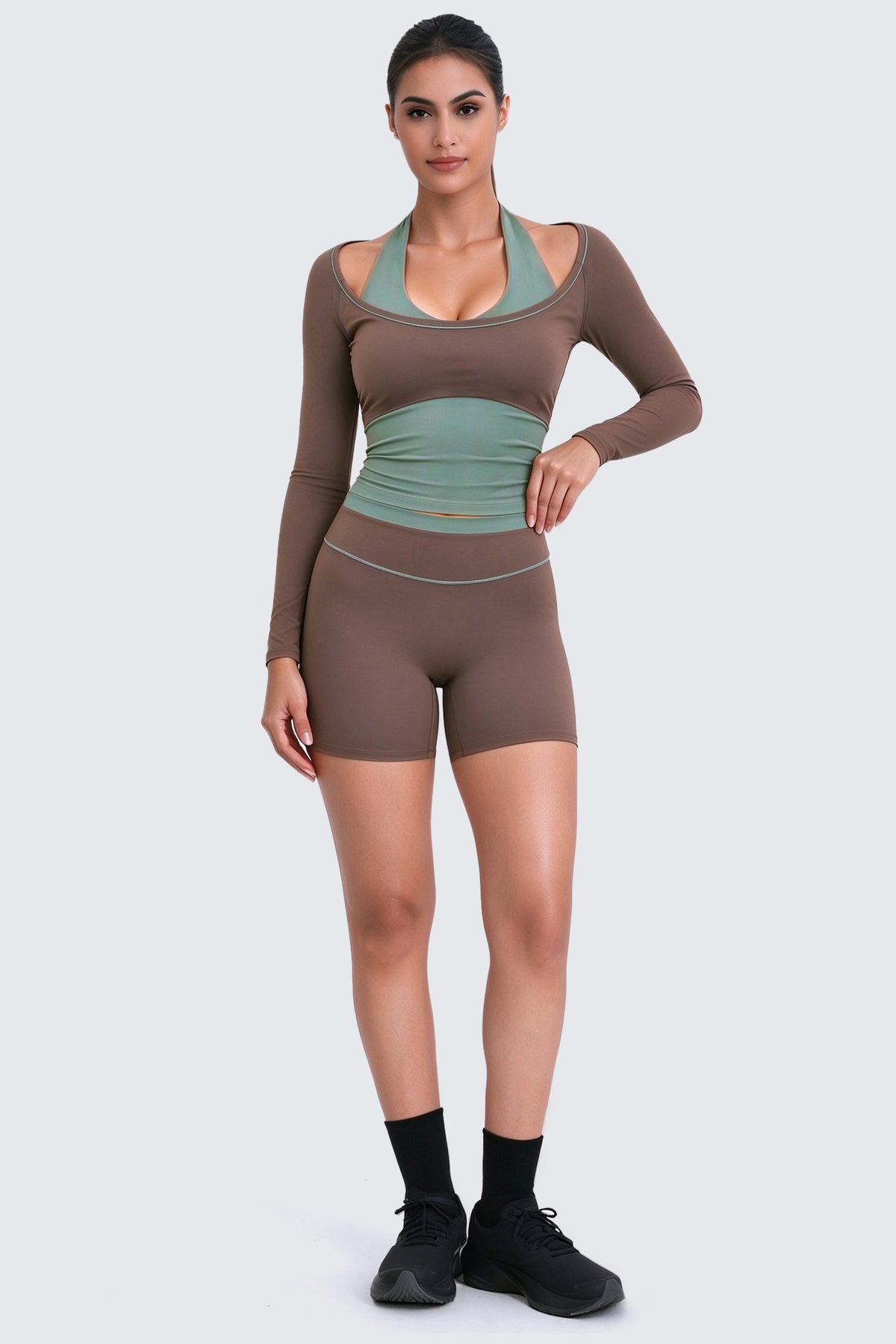 Aoxjox "Dual Core" Halter Long Sleeve T-Shirts