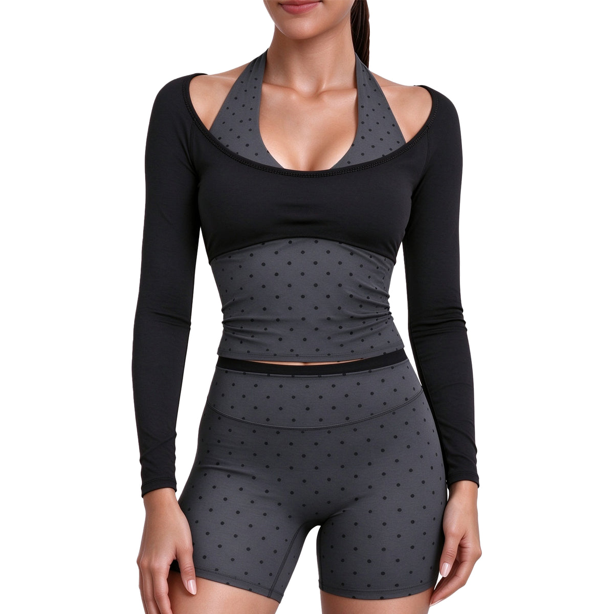 Aoxjox "Dual Core" Halter Long Sleeve T-Shirts