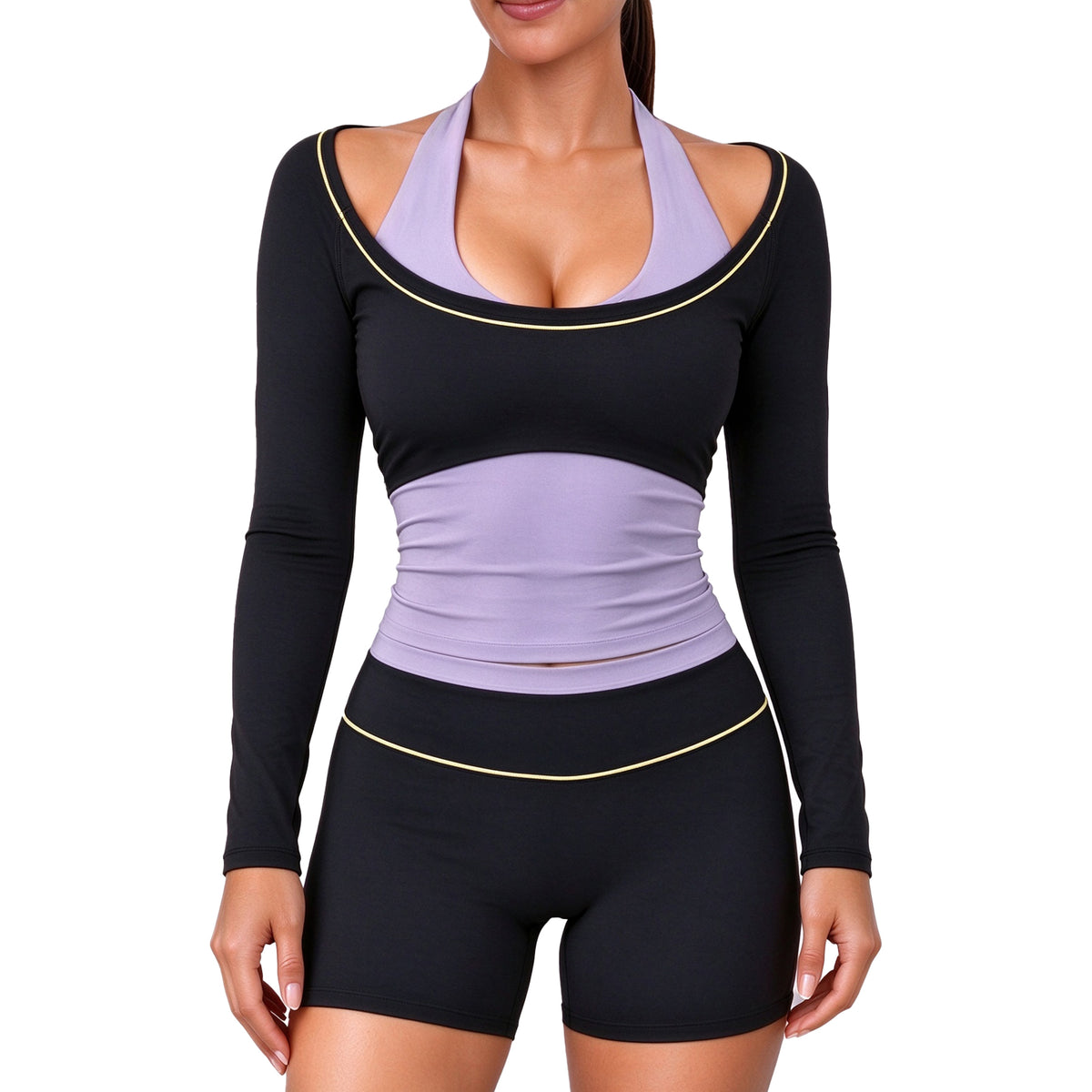 Aoxjox "Dual Core" Halter Long Sleeve T-Shirts